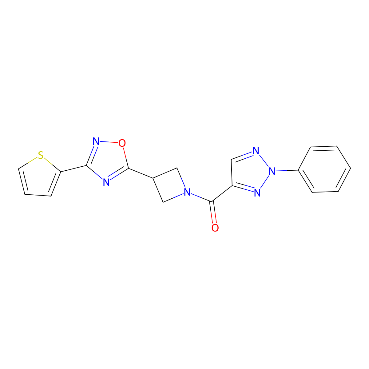 (2-phenyl-2H-1,2,3-triazol-4-yl)(3-(3-(thiophen-2-yl)-1,2,4-oxadiazol-5-yl)azetidin-1-yl)methanone molecular structure, CAS 1327631-78-6