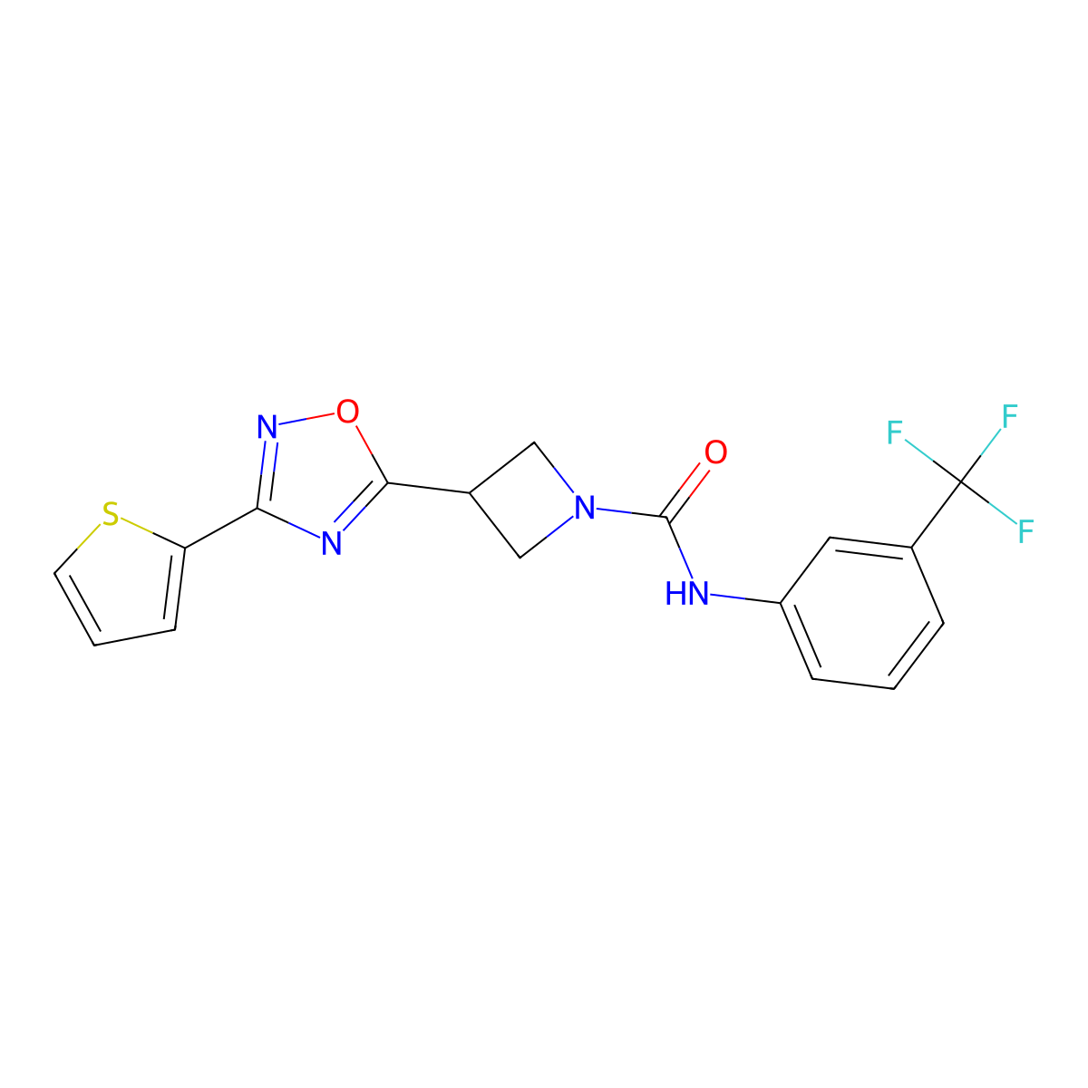 3-(3-(thiophen-2-yl)-1,2,4-oxadiazol-5-yl)-N-(3-(trifluoromethyl)phenyl)azetidine-1-carboxamide molecular structure, CAS 1327632-27-8