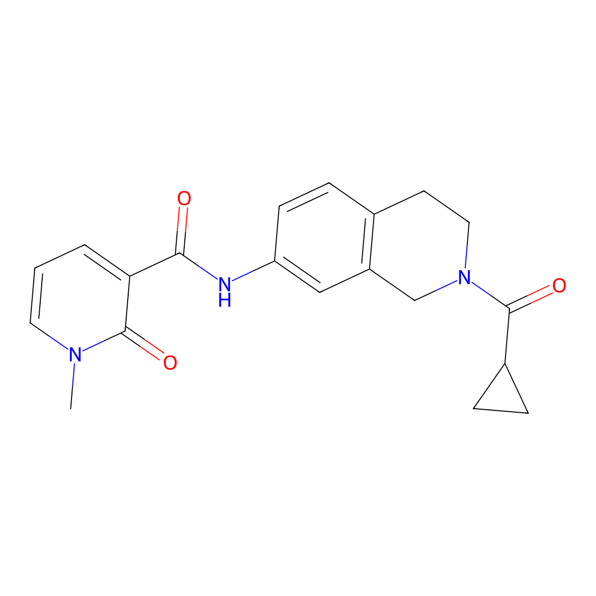 N-(2-(cyclopropanecarbonyl)-1,2,3,4-tetrahydroisoquinolin-7-yl)-1-methyl-2-oxo-1,2-dihydropyridine-3-carboxamide molecular structure, CAS 1327637-42-2