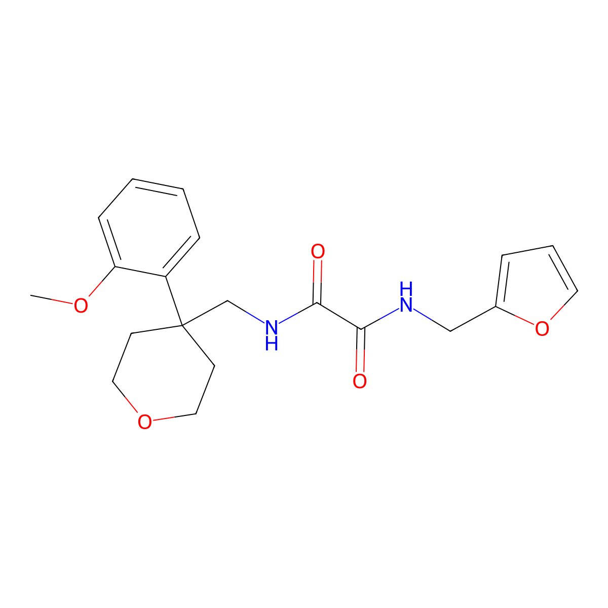 N1-(furan-2-ylmethyl)-N2-((4-(2-methoxyphenyl)tetrahydro-2H-pyran-4-yl)methyl)oxalamide molecular structure, CAS 1327637-70-6
