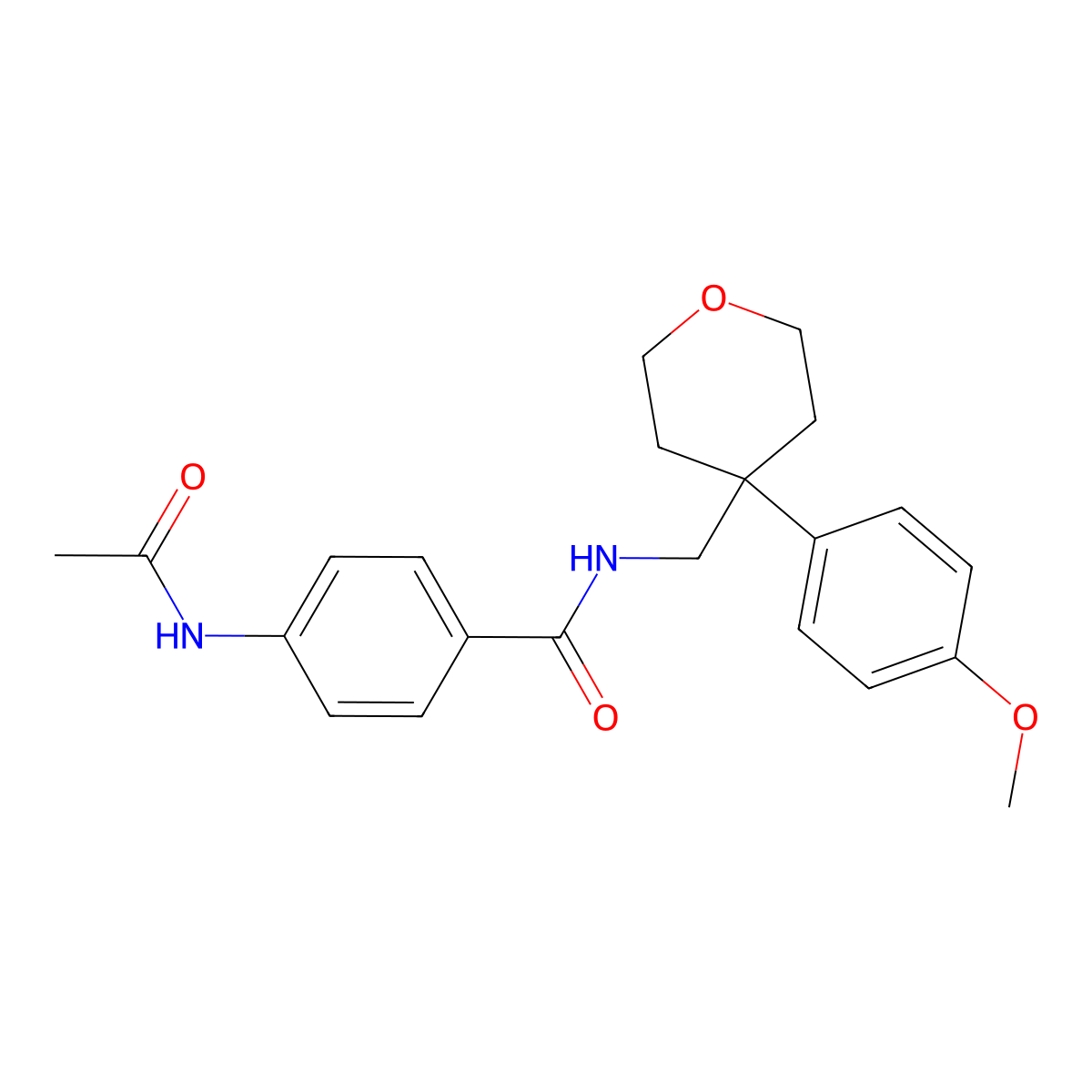 4-acetamido-N-{[4-(4-methoxyphenyl)oxan-4-yl]methyl}benzamide molecular structure, CAS 1327638-41-4