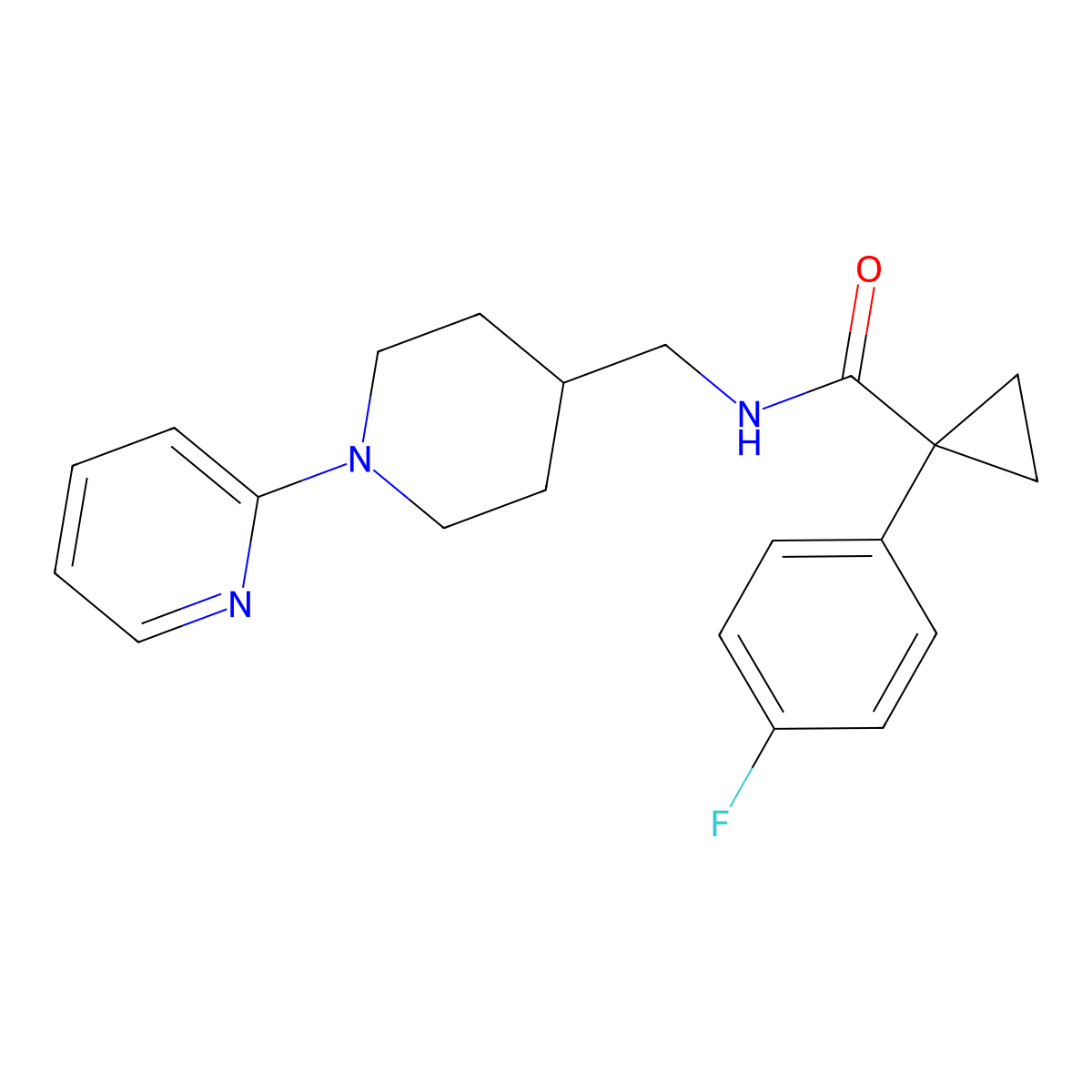 1-(4-fluorophenyl)-N-((1-(pyridin-2-yl)piperidin-4-yl)methyl)cyclopropanecarboxamide molecular structure, CAS 1327642-07-8