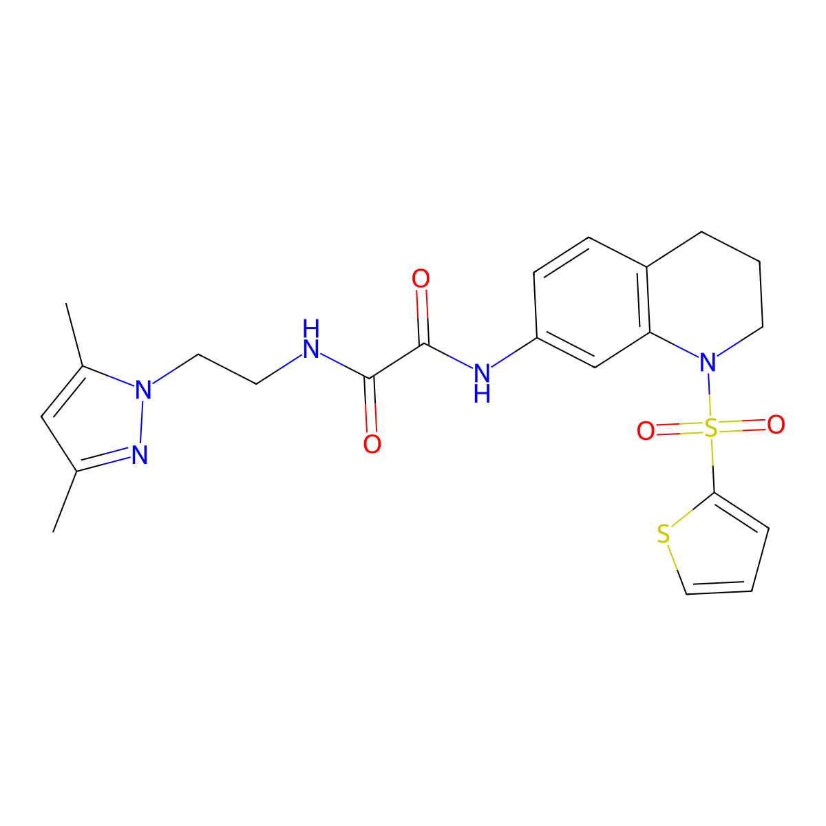 N1-(2-(3,5-dimethyl-1H-pyrazol-1-yl)ethyl)-N2-(1-(thiophen-2-ylsulfonyl)-1,2,3,4-tetrahydroquinolin-7-yl)oxalamide molecular structure, CAS 1327642-43-2