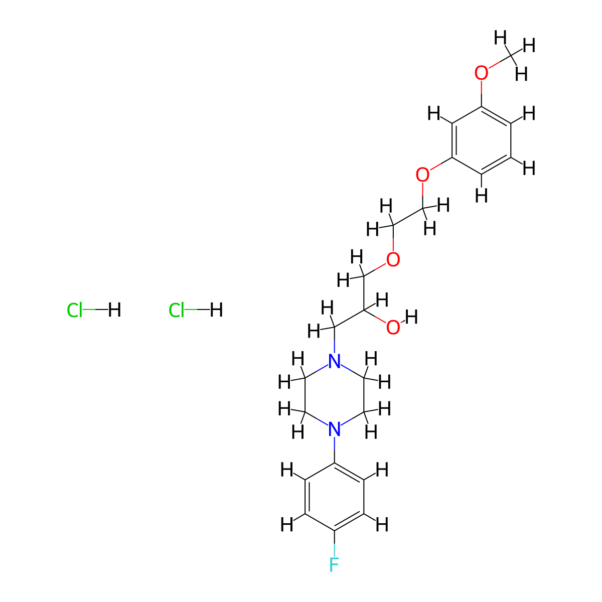 1-[4-(4-Fluorophenyl)piperazin-1-YL]-3-[2-(3-methoxyphenoxy)ethoxy]propan-2-OL dihydrochloride molecular structure, CAS 1327645-66-8