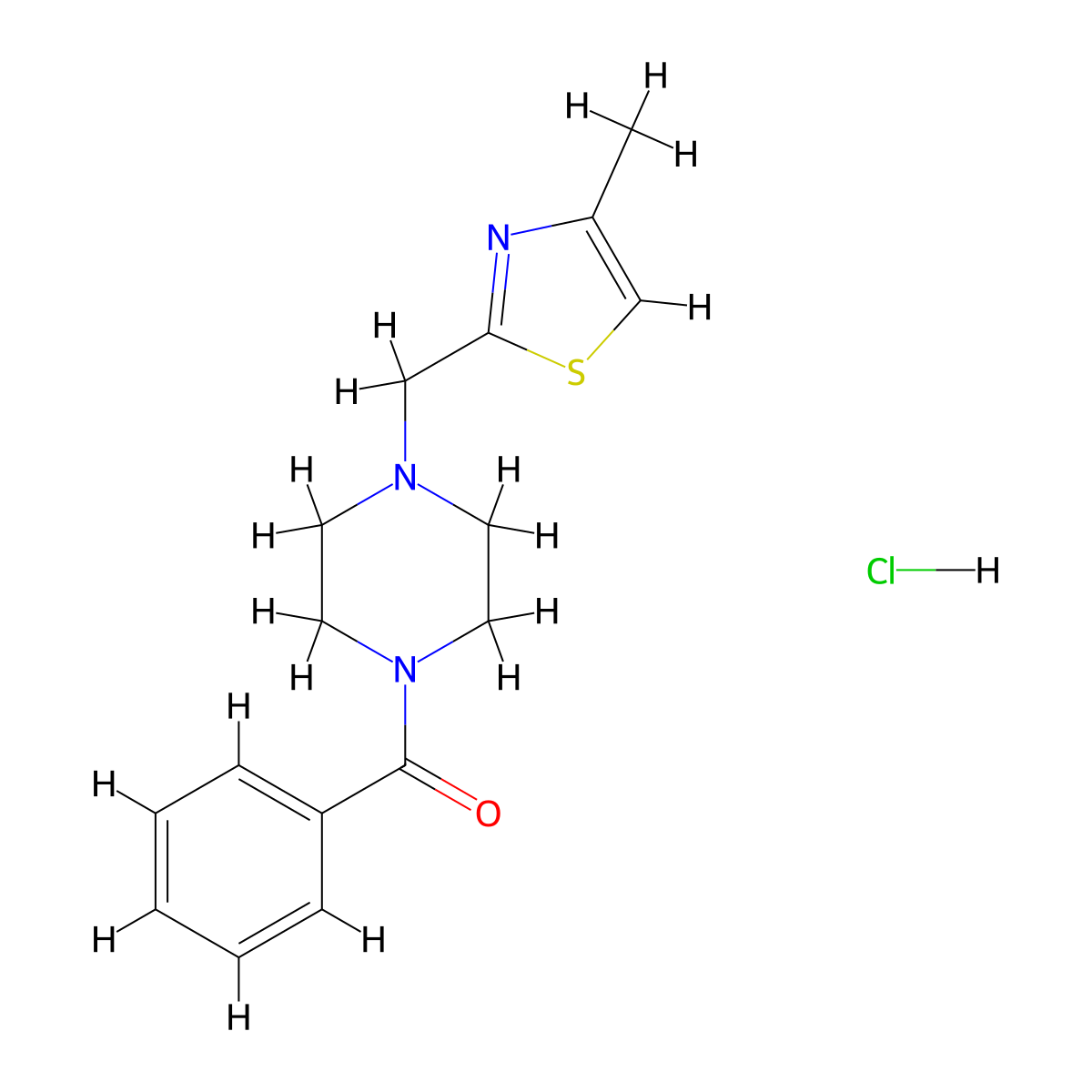(4-((4-Methylthiazol-2-yl)methyl)piperazin-1-yl)(phenyl)methanone hydrochloride molecular structure, CAS 1327645-73-7