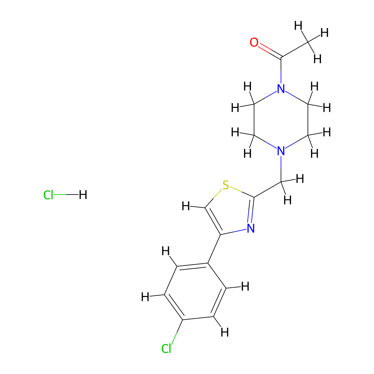 1-(4-((4-(4-Chlorophenyl)thiazol-2-yl)methyl)piperazin-1-yl)ethanone hydrochloride molecular structure, CAS 1327646-04-7