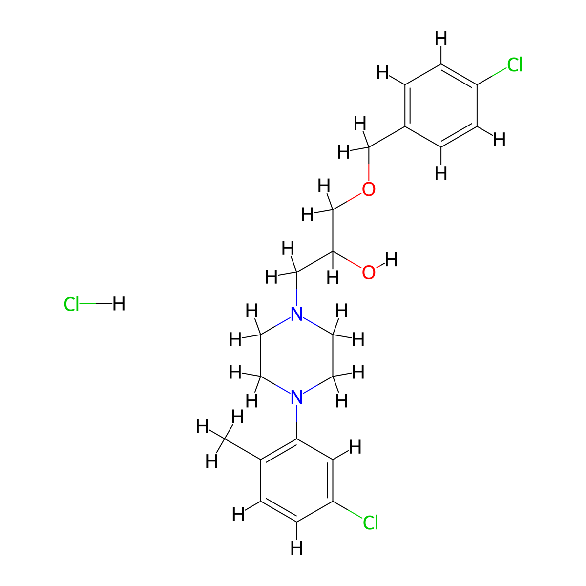 1-(4-(5-Chloro-2-methylphenyl)piperazin-1-yl)-3-((4-chlorobenzyl)oxy)propan-2-ol hydrochloride molecular structure, CAS 1327646-94-5