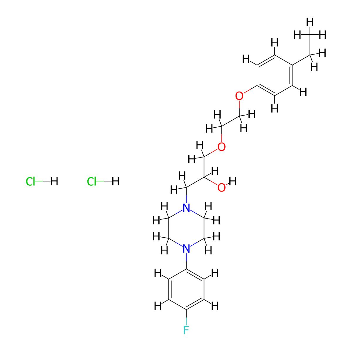 1-(2-(4-Ethylphenoxy)ethoxy)-3-(4-(4-fluorophenyl)piperazin-1-yl)propan-2-ol dihydrochloride molecular structure, CAS 1327646-95-6