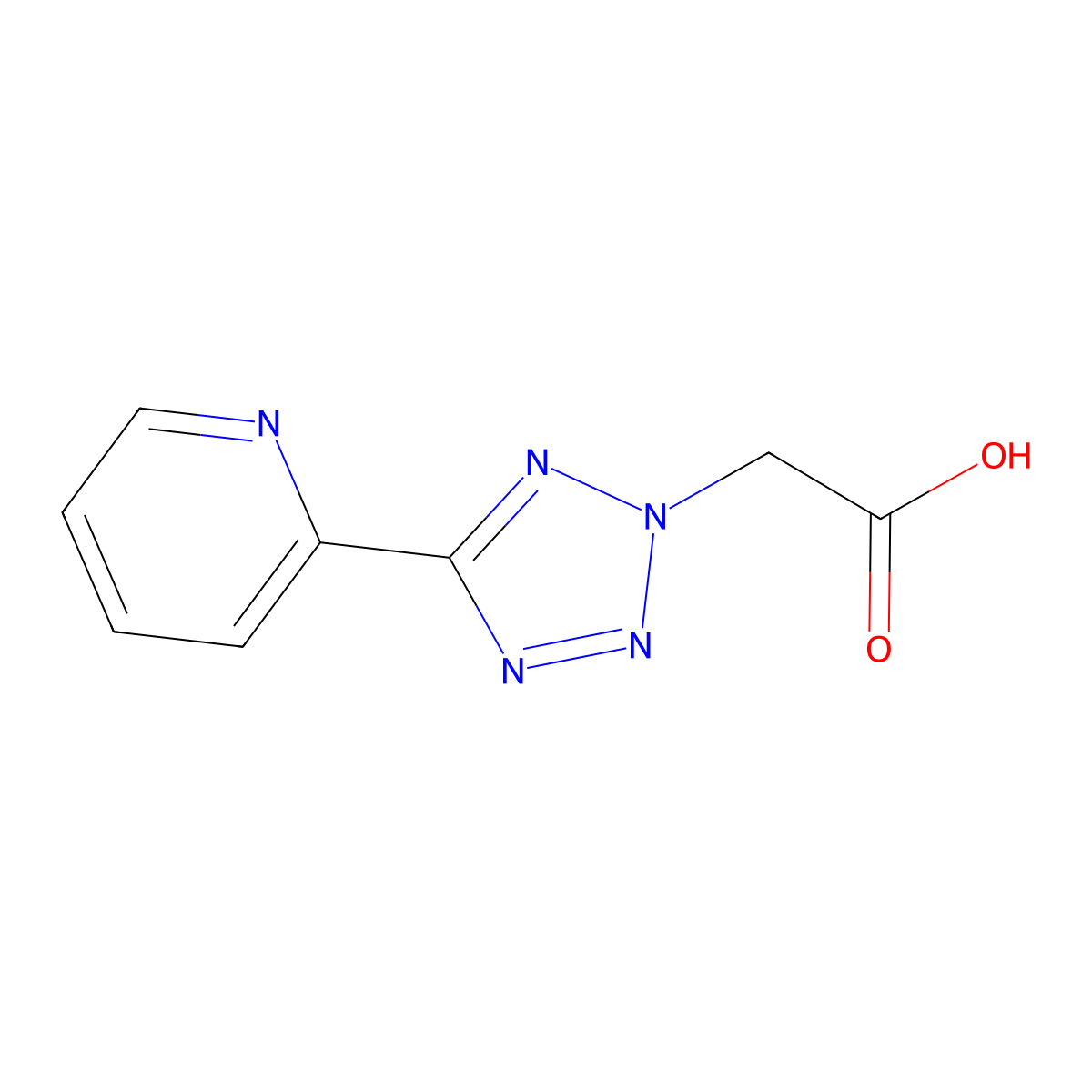(5-Pyridin-2-YL-tetrazol-2-YL)-acetic acid molecular structure, CAS 132766-74-6