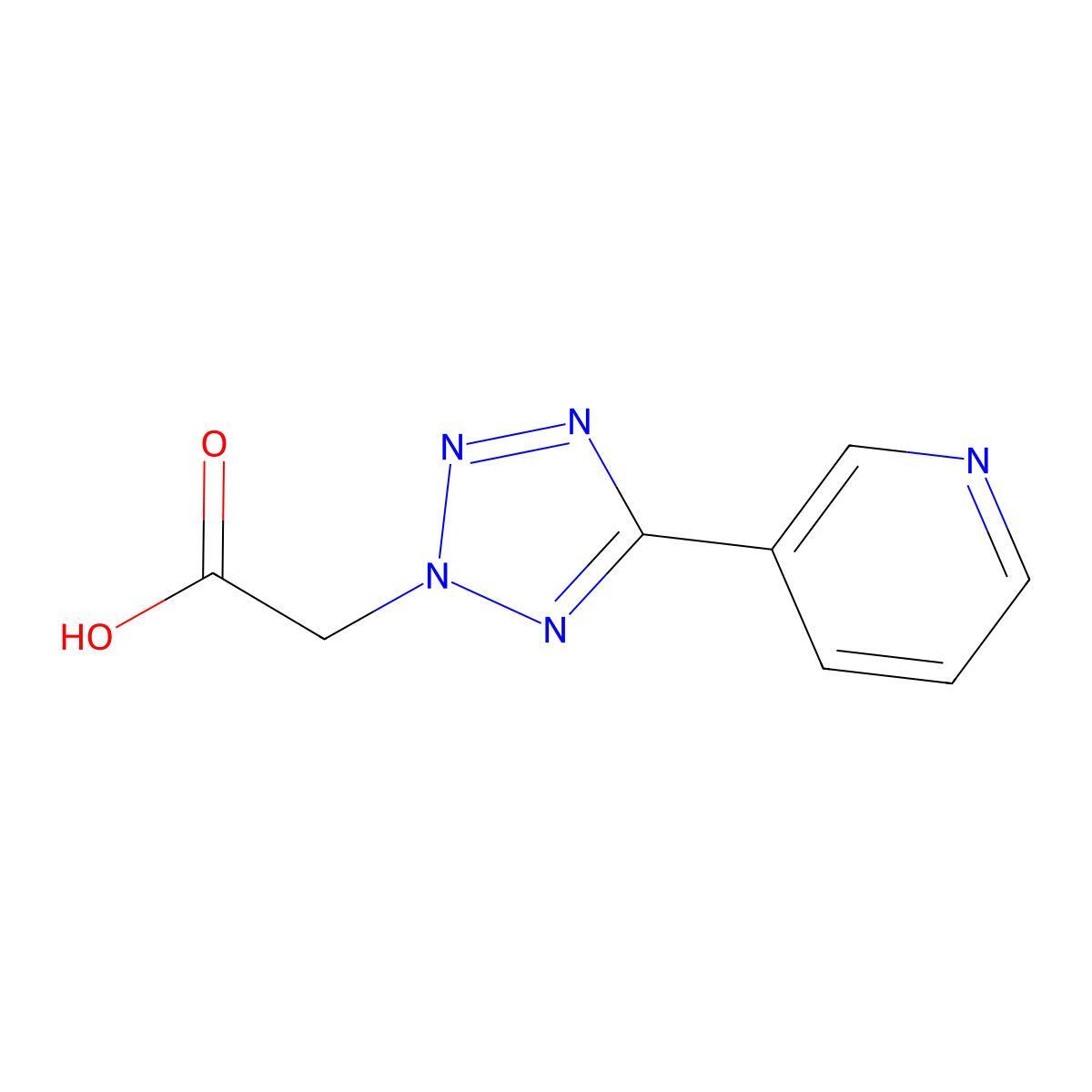(5-Pyridin-3-yl-tetrazol-2-yl)-acetic acid molecular structure, CAS 132766-76-8