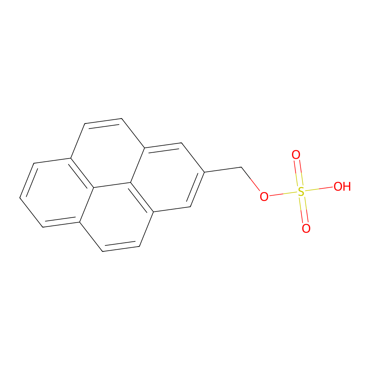 2-Pyrenemethanol, hydrogen sulfate molecular structure, CAS 132769-77-8