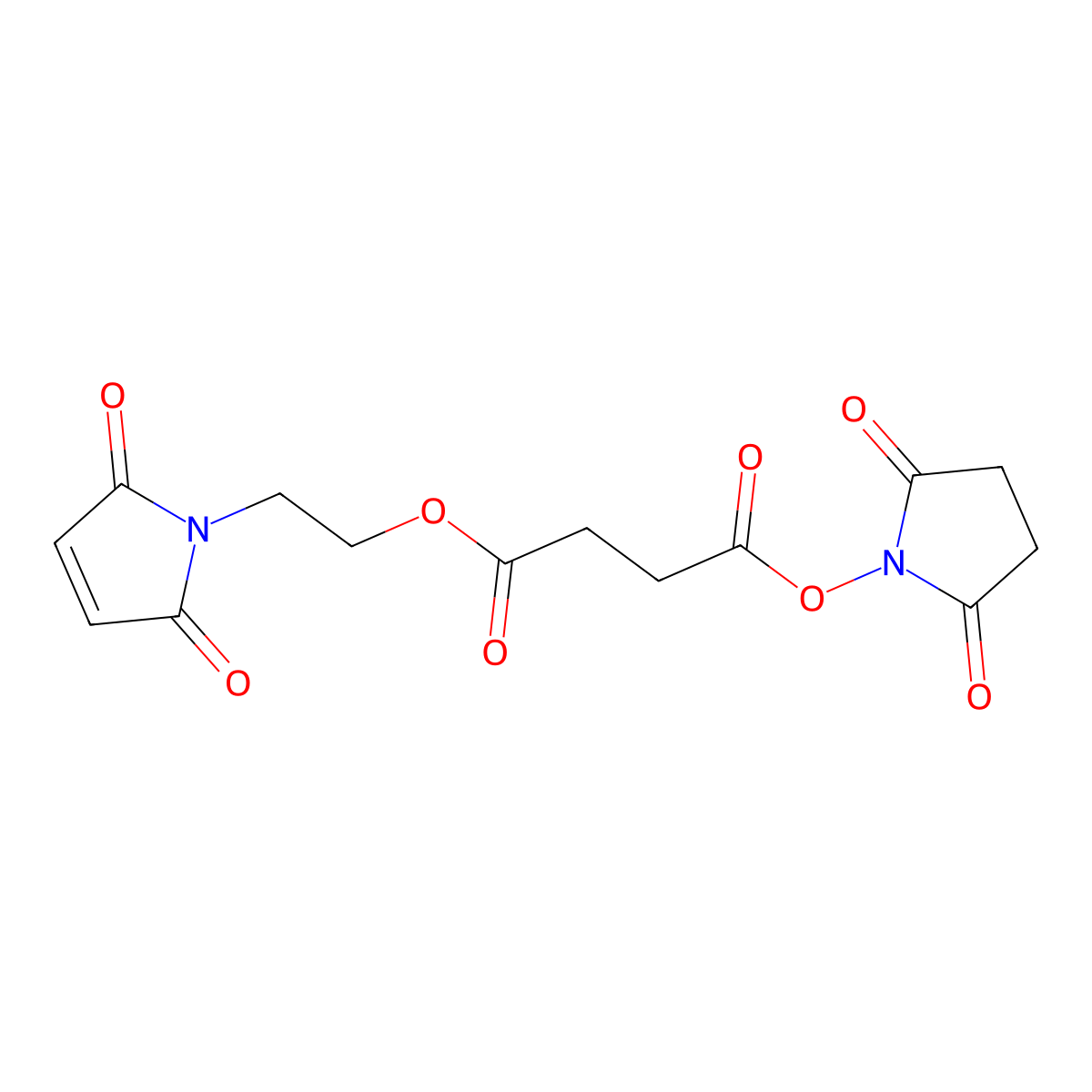 N-((4-(2-maleimidoethoxy)succinyl)oxy)succinimide molecular structure, CAS 132774-52-8
