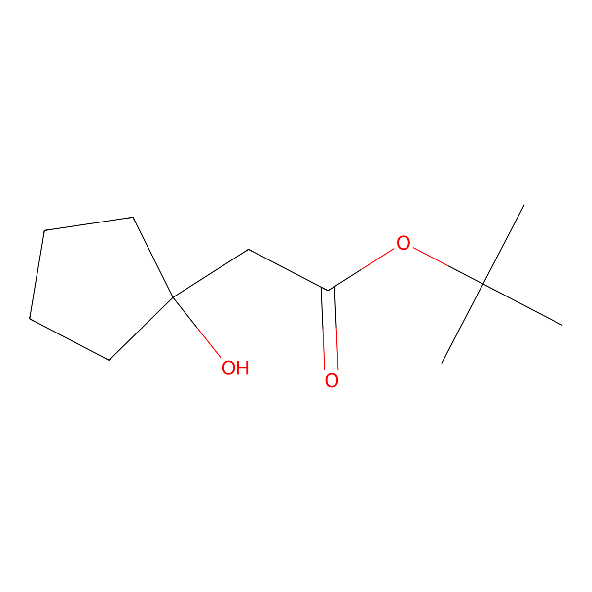 Tert-butyl 2-(1-hydroxycyclopentyl)acetate molecular structure, CAS 13278-09-6