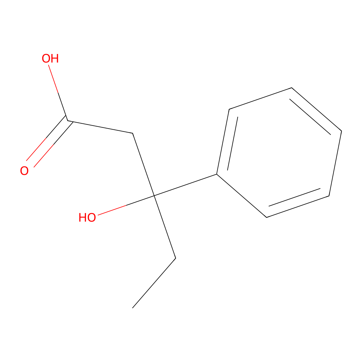 3-Hydroxy-3-phenylpentanoic acid molecular structure, CAS 13278-26-7