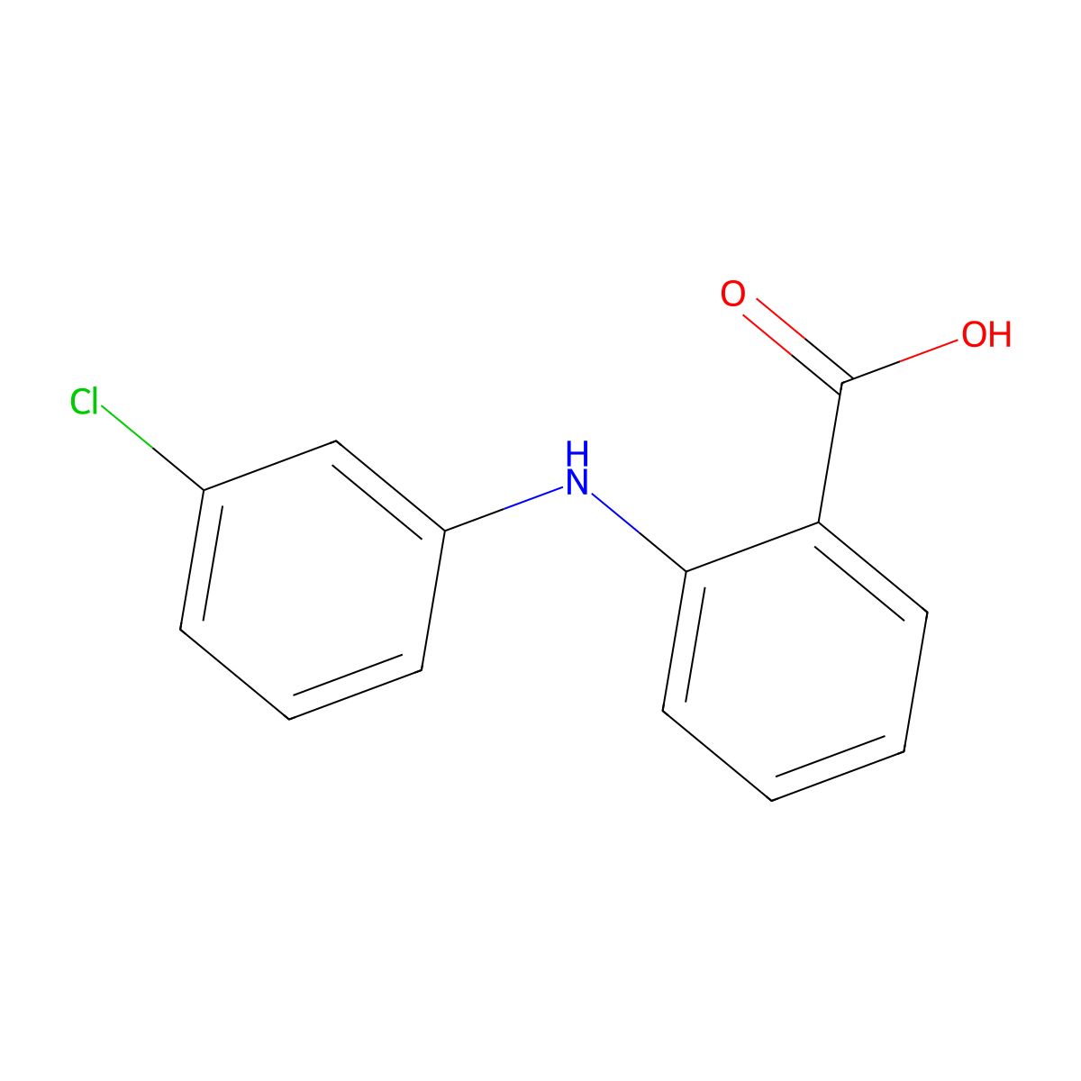2-((3-Chlorophenyl)amino)benzoic acid molecular structure, CAS 13278-36-9