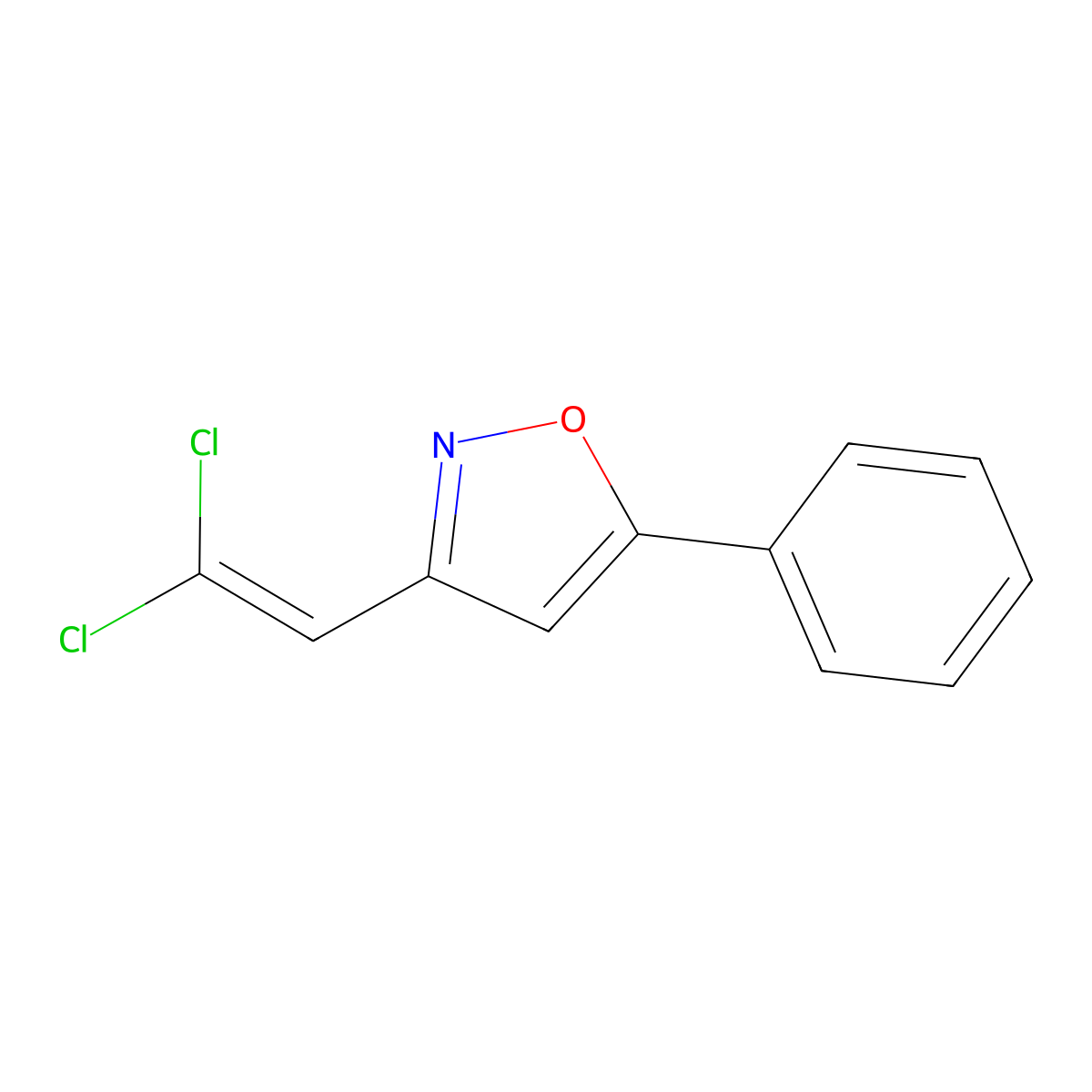 3-(2,2-Dichloro-vinyl)-5-phenyl-isoxazole molecular structure, CAS 132784-60-2