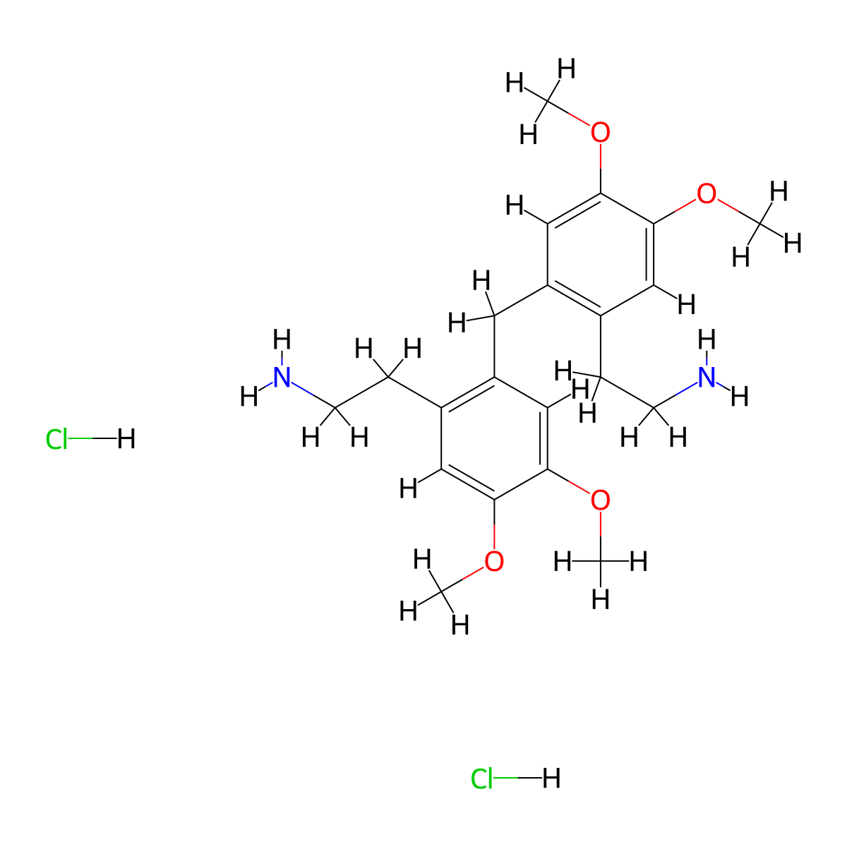 (2-{2-[2-(2-Aminoethyl)-4,5-dimethoxybenzyl]-4,5-dimethoxyphenyl}ethyl)amine dihydrochloride molecular structure, CAS 1328085-12-6