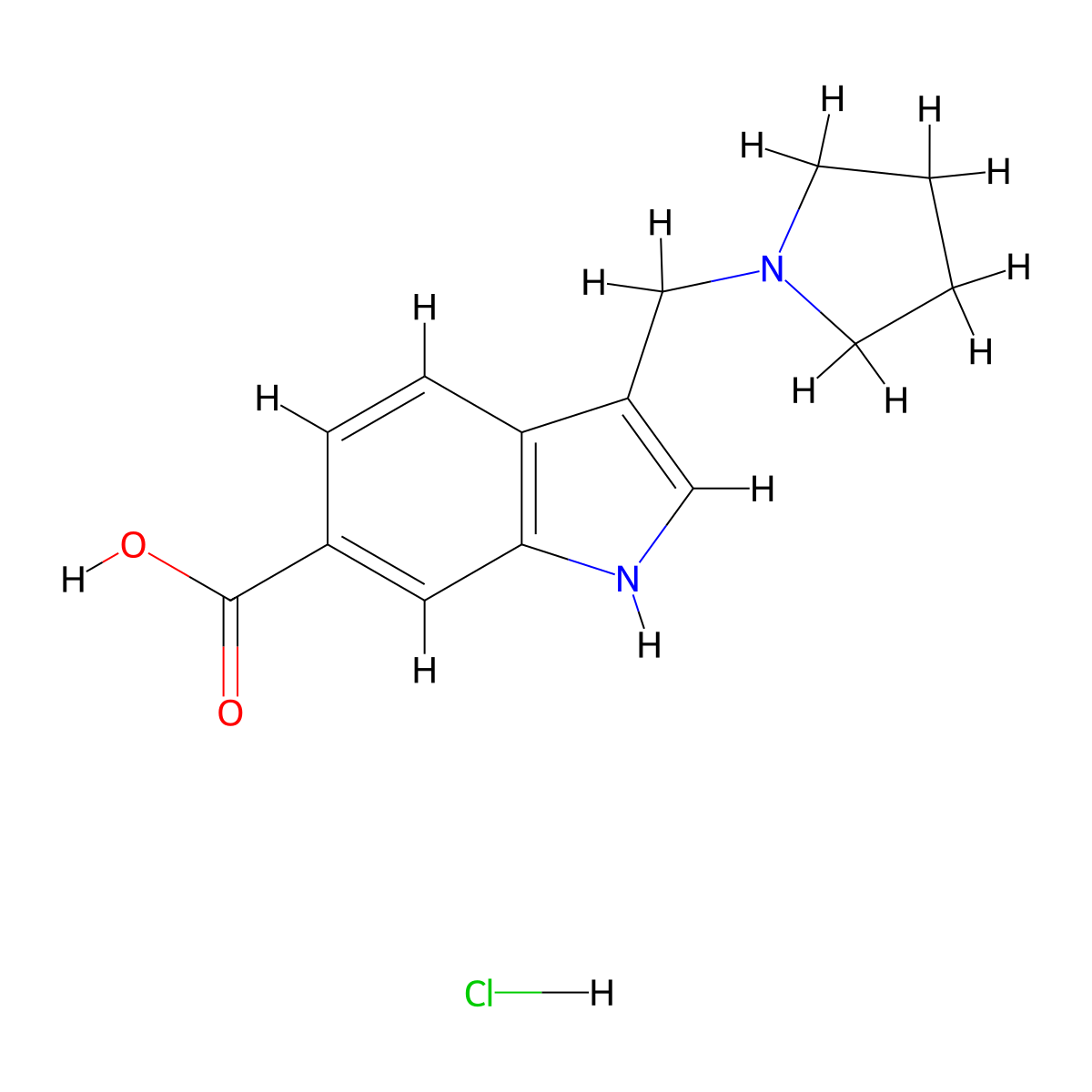 3-(Pyrrolidin-1-ylmethyl)-1H-indole-6-carboxylic acid;hydrochloride molecular structure, CAS 1328085-16-0