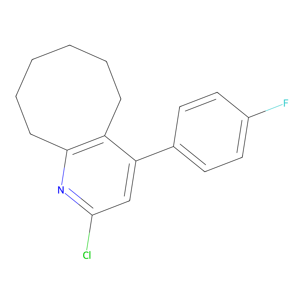 2-Chloro-4-(4-fluorophenyl)-5,6,7,8,9,10-hexahydrocycloocta[b]pyridine molecular structure, CAS 132813-14-0