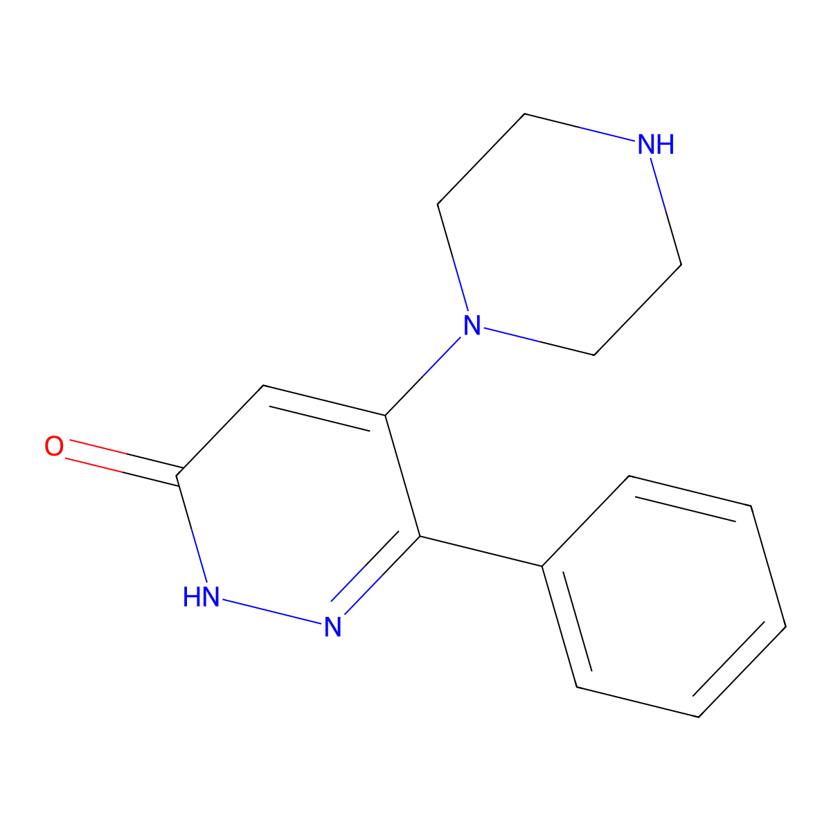 6-Phenyl-5-(piperazin-1-yl)pyridazin-3(2H)-one molecular structure, CAS 132814-16-5