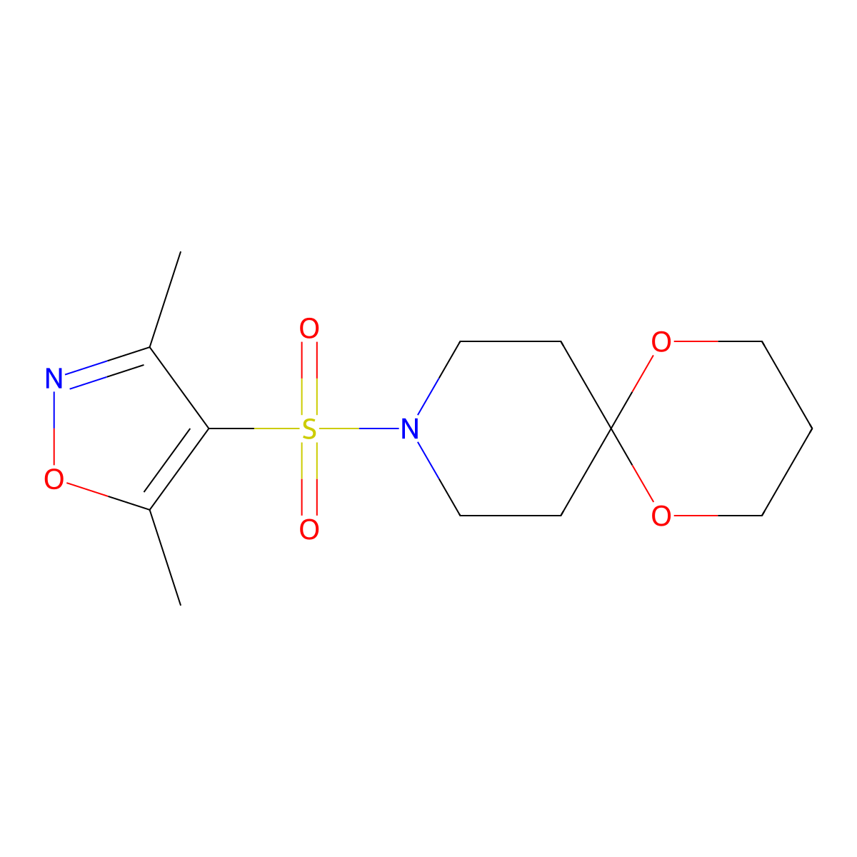 9-((3,5-Dimethylisoxazol-4-yl)sulfonyl)-1,5-dioxa-9-azaspiro[5.5]undecane molecular structure, CAS 1328174-01-1