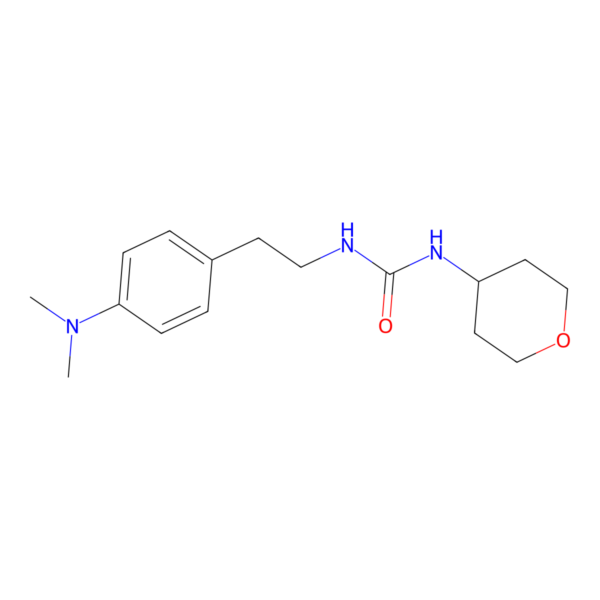 1-(4-(dimethylamino)phenethyl)-3-(tetrahydro-2H-pyran-4-yl)urea molecular structure, CAS 1328187-53-6