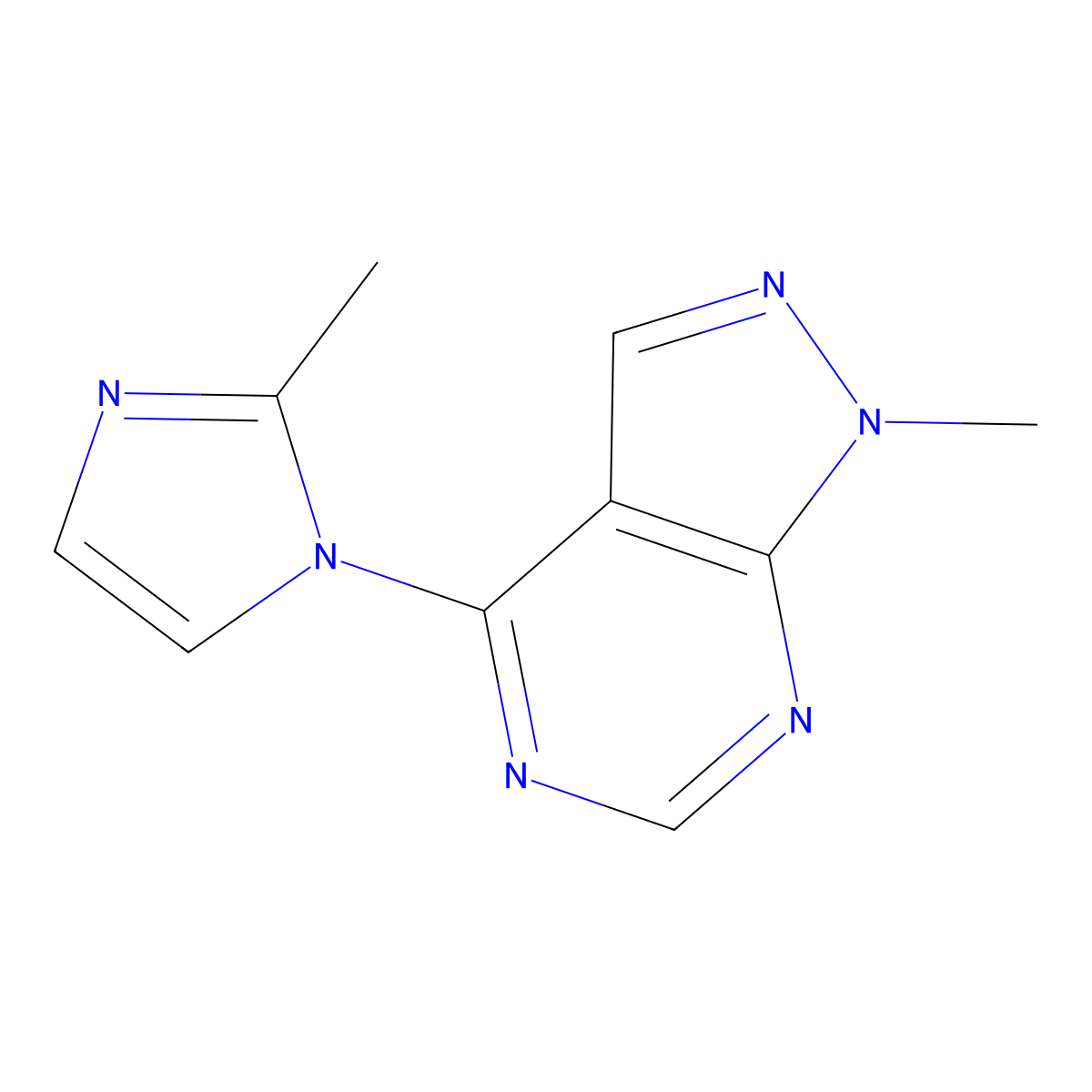 2-methyl-1-{1-methyl-1H-pyrazolo[3,4-d]pyrimidin-4-yl}-1H-imidazole molecular structure, CAS 1328260-83-8