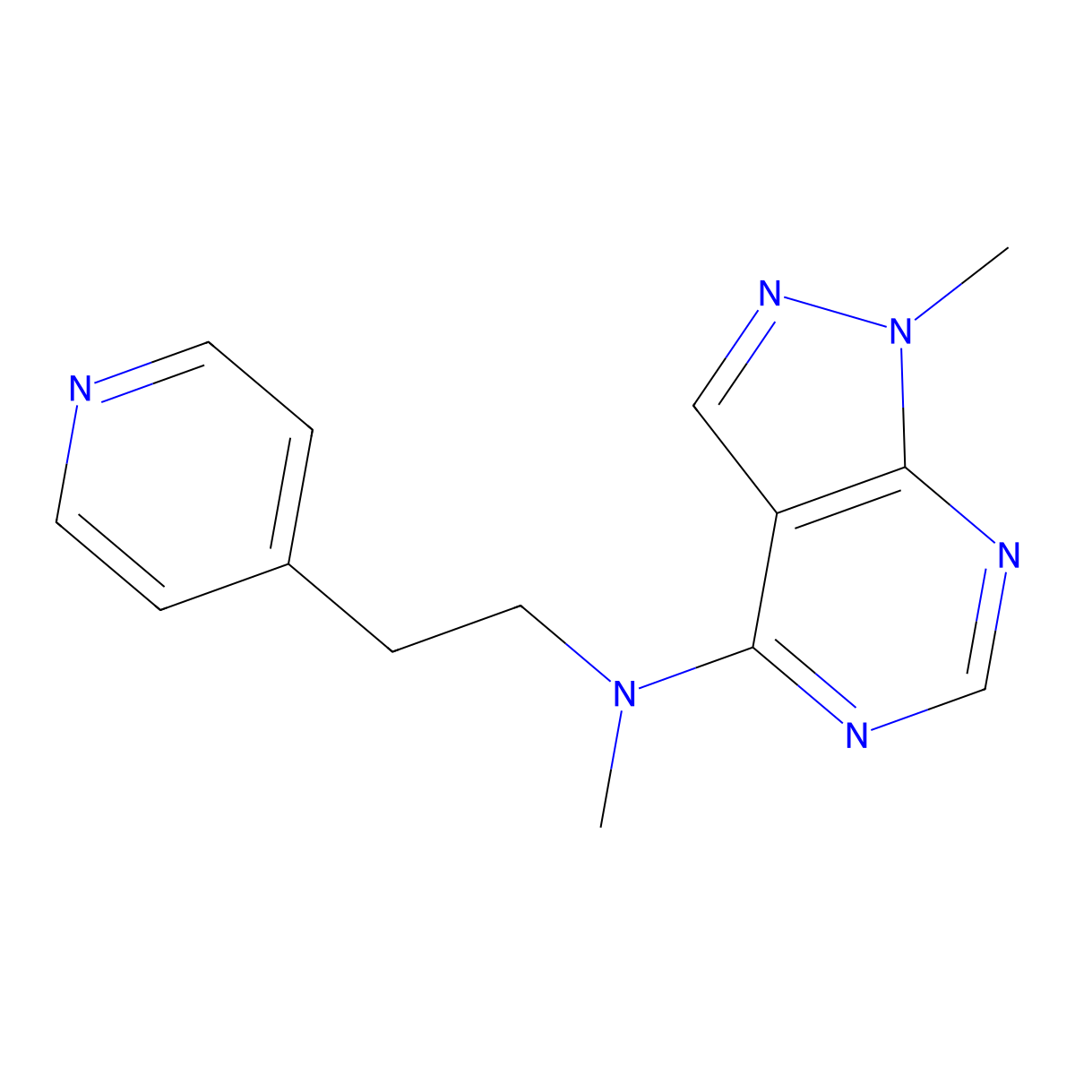 N,1-dimethyl-N-[2-(pyridin-4-yl)ethyl]-1H-pyrazolo[3,4-d]pyrimidin-4-amine molecular structure, CAS 1328286-17-4