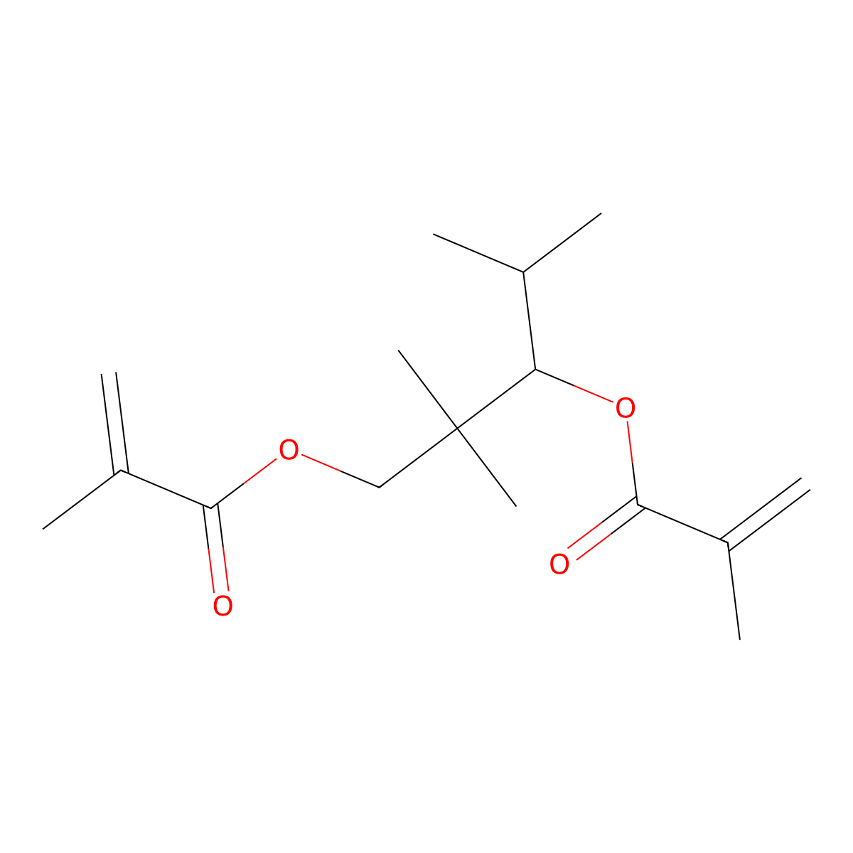 2-Propenoic acid, 2-methyl-, 1,1'-(2,2-dimethyl-1-(1-methylethyl)-1,3-propanediyl) ester molecular structure, CAS 13283-44-8
