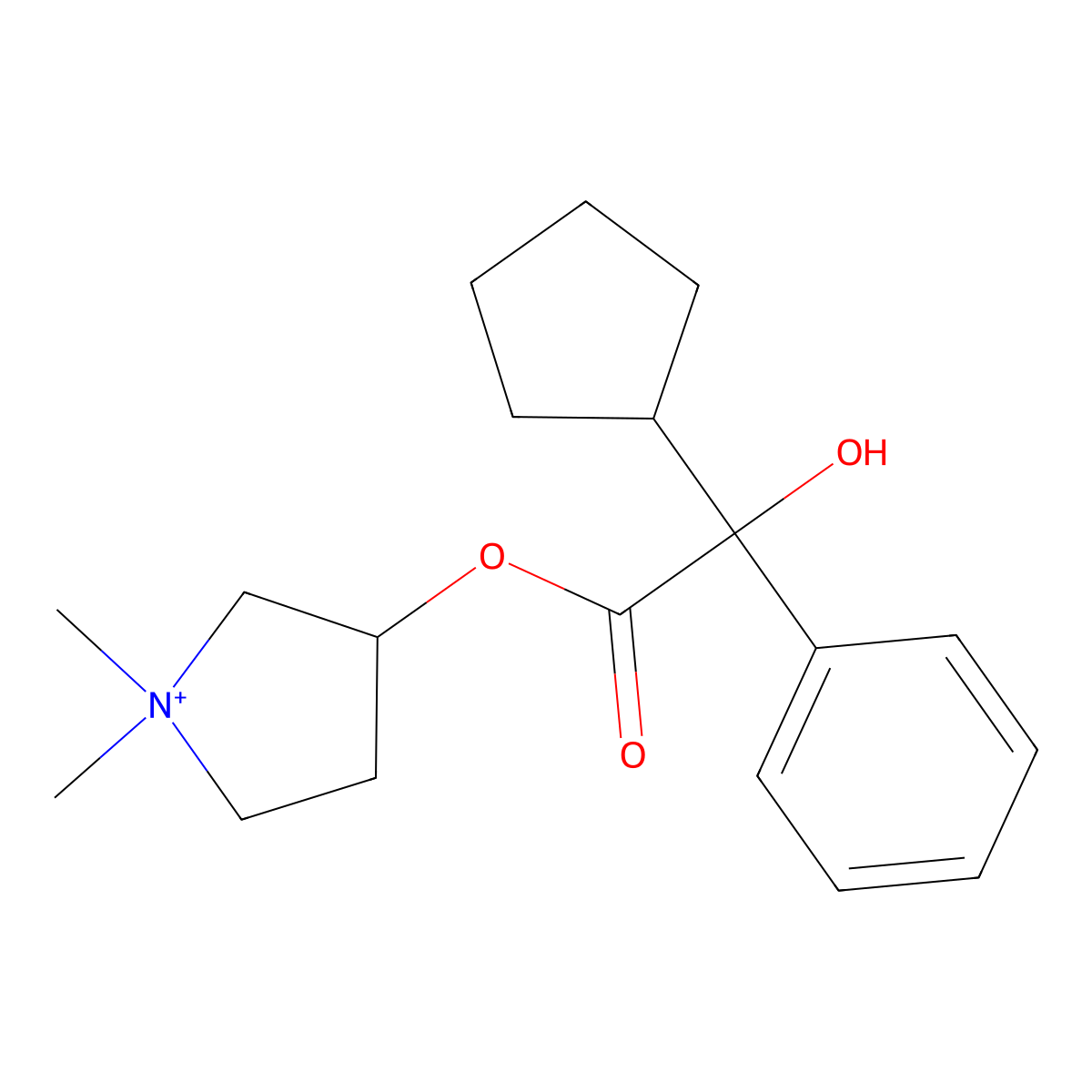 Glycopyrronium molecular structure, CAS 13283-82-4