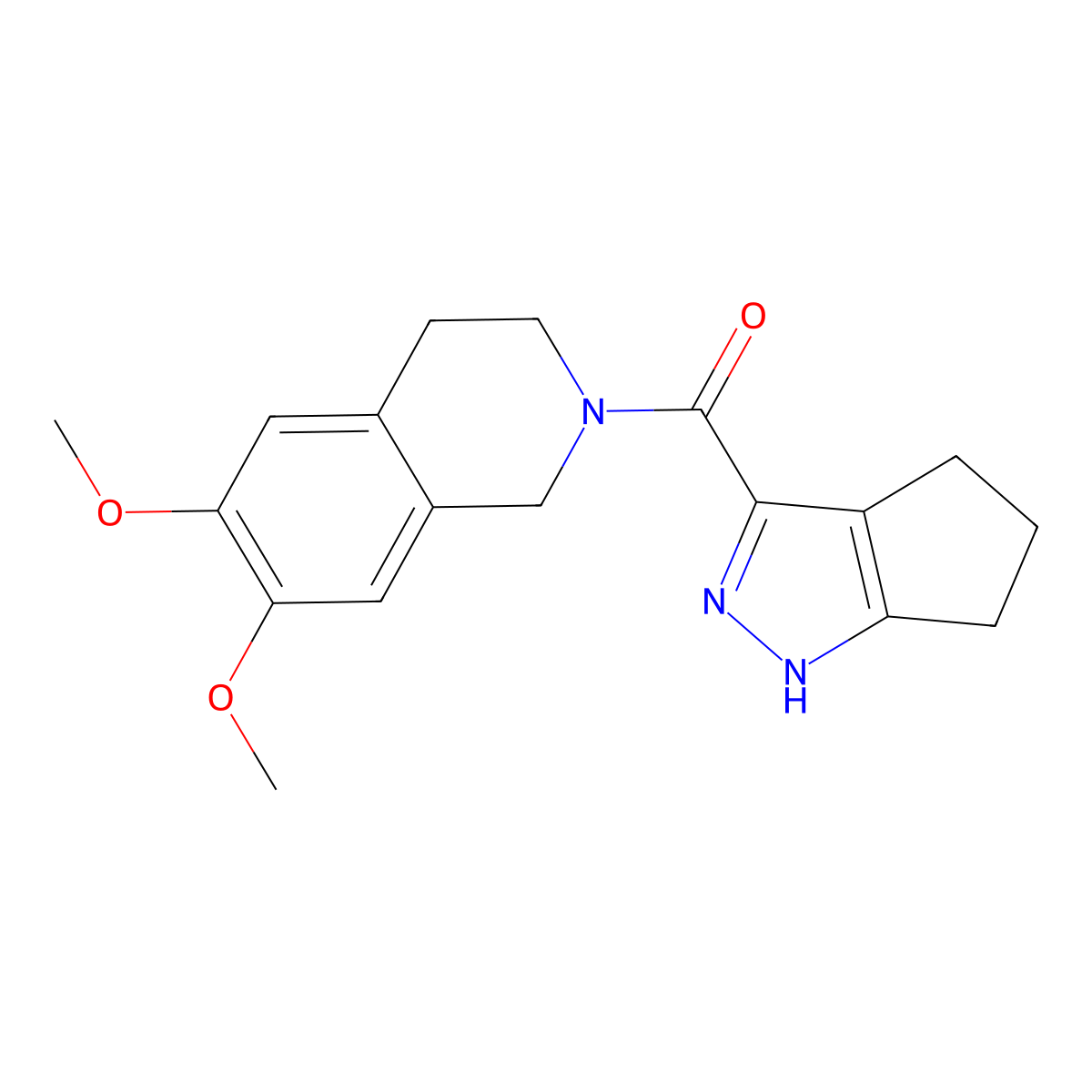 (6,7-dimethoxy-3,4-dihydroisoquinolin-2(1H)-yl)(1,4,5,6-tetrahydrocyclopenta[c]pyrazol-3-yl)methanone molecular structure, CAS 1328320-43-9