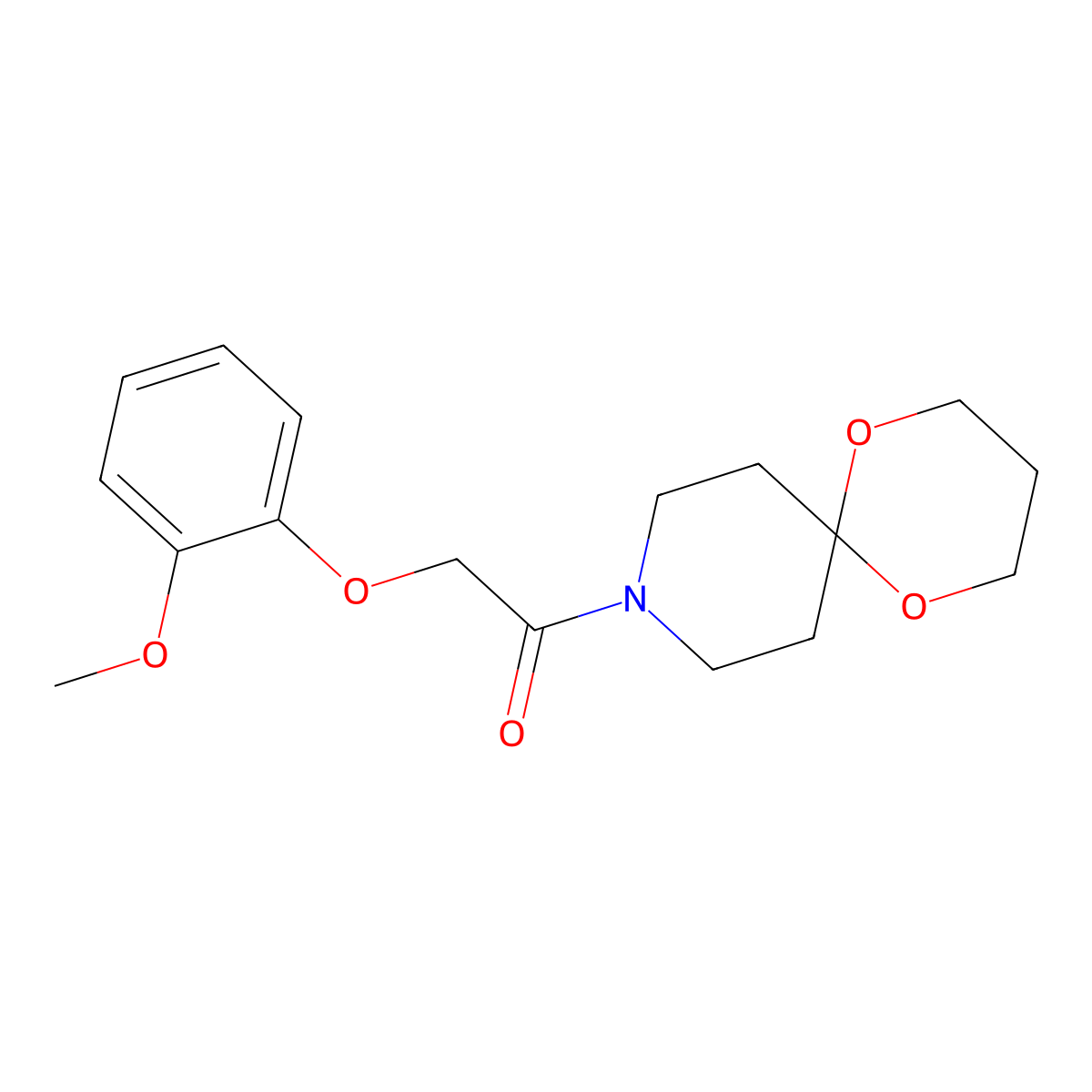2-(2-Methoxyphenoxy)-1-(1,5-dioxa-9-azaspiro[5.5]undecan-9-yl)ethanone molecular structure, CAS 1328339-56-5