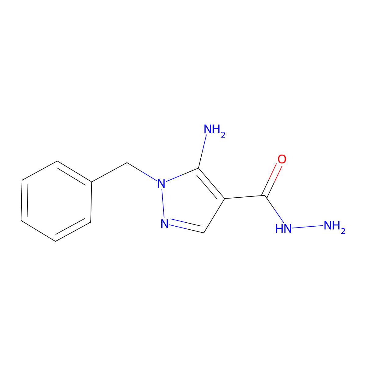 5-amino-1-benzyl-1H-pyrazole-4-carbohydrazide molecular structure, CAS 132835-00-8