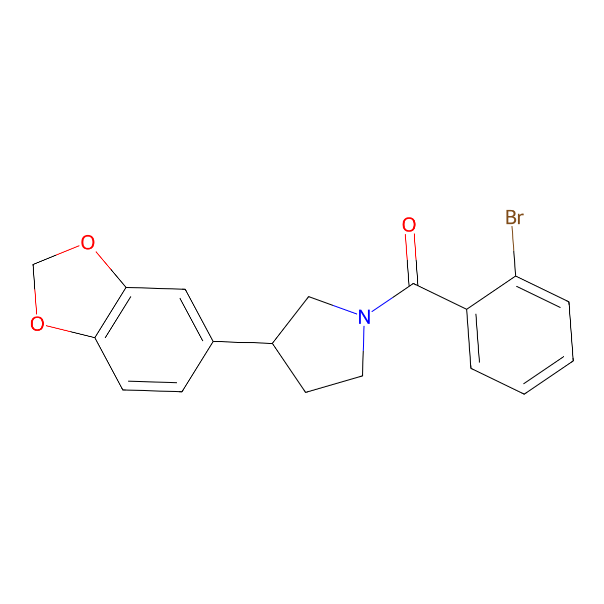 (3-(Benzo[d][1,3]dioxol-5-yl)pyrrolidin-1-yl)(2-bromophenyl)methanone molecular structure, CAS 1328358-62-8