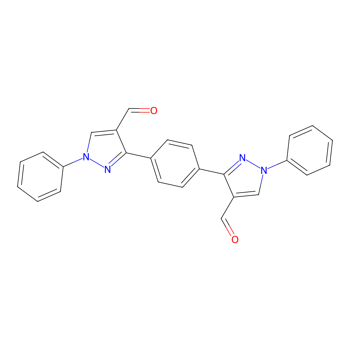 3-[4-(4-formyl-1-phenyl-1H-pyrazol-3-yl)phenyl]-1-phenyl-1H-pyrazole-4-carbaldehyde molecular structure, CAS 132841-21-5