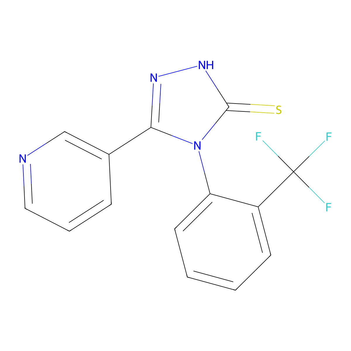 5-(pyridin-3-yl)-4-[2-(trifluoromethyl)phenyl]-2,4-dihydro-3H-1,2,4-triazole-3-thione molecular structure, CAS 132844-82-7