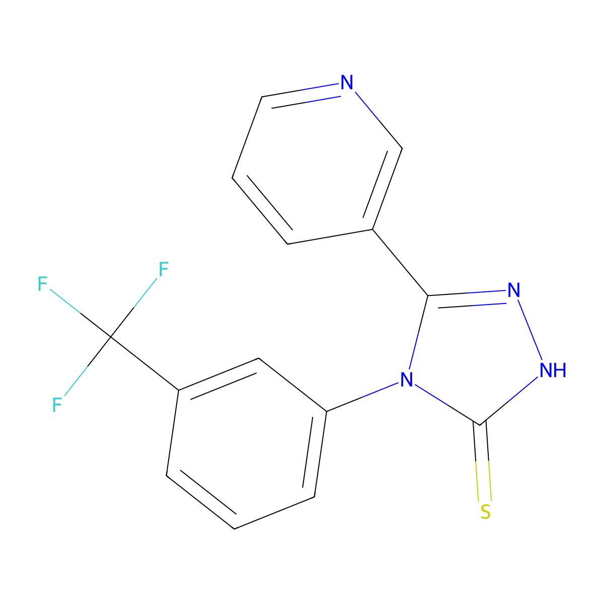 5-(pyridin-3-yl)-4-[3-(trifluoromethyl)phenyl]-4H-1,2,4-triazole-3-thiol molecular structure, CAS 132844-83-8