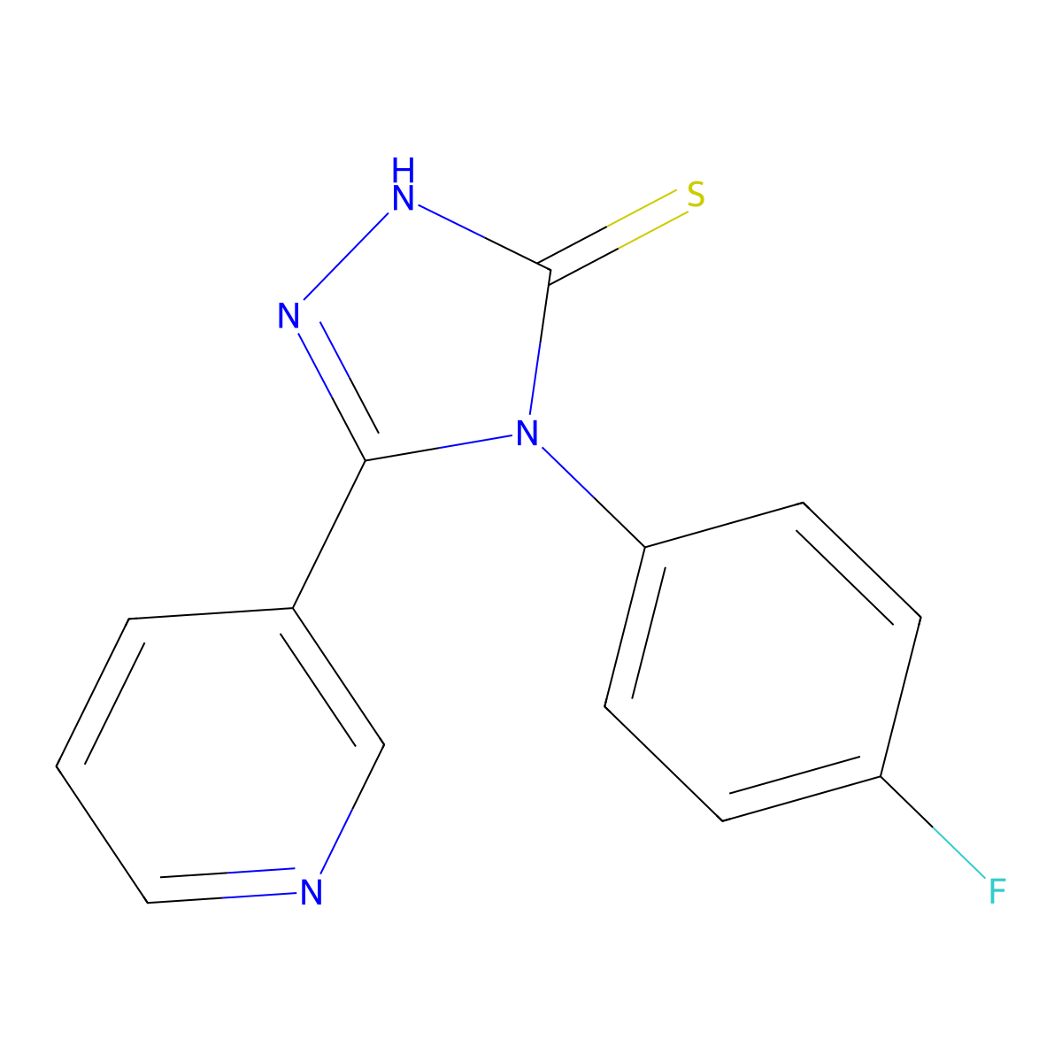 4-(4-Fluoro-phenyl)-5-pyridin-3-yl-4H-[1,2,4]triazole-3-thiol molecular structure, CAS 132844-85-0