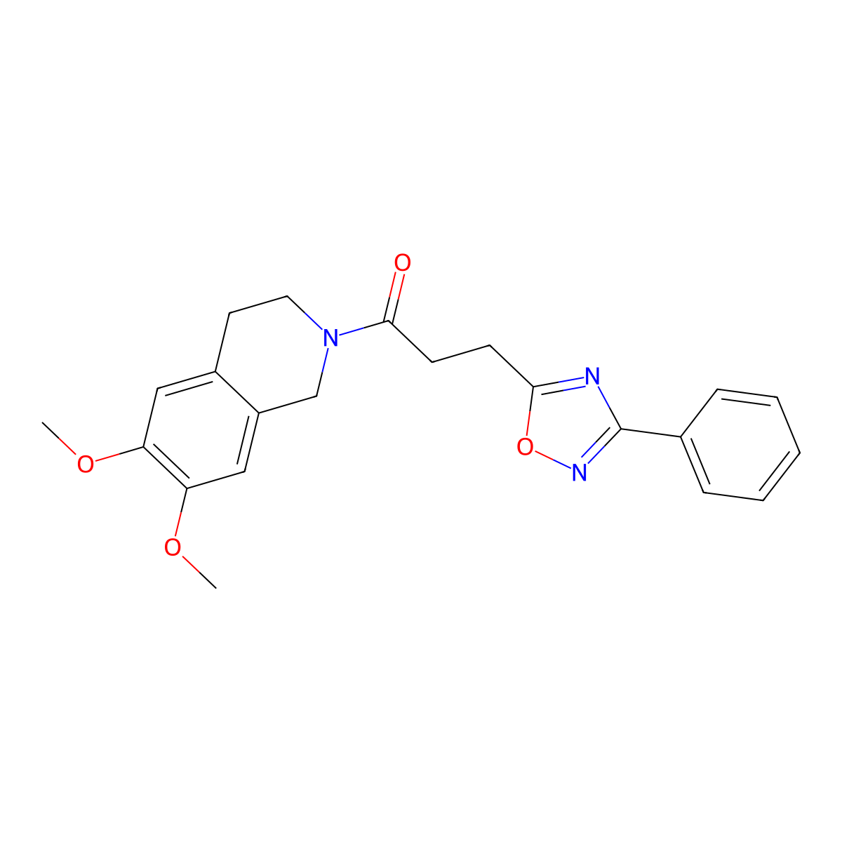 1-(6,7-dimethoxy-3,4-dihydroisoquinolin-2(1H)-yl)-3-(3-phenyl-1,2,4-oxadiazol-5-yl)propan-1-one molecular structure, CAS 1328443-21-5