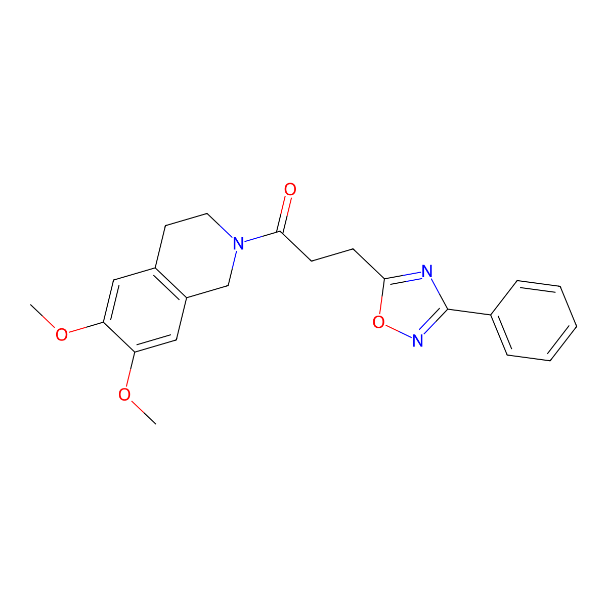 1-(6,7-dimethoxy-3,4-dihydroisoquinolin-2(1H)-yl)-3-(3-phenyl-1,2,4-oxadiazol-5-yl)propan-1-one molecular structure, CAS 1328443-21-5