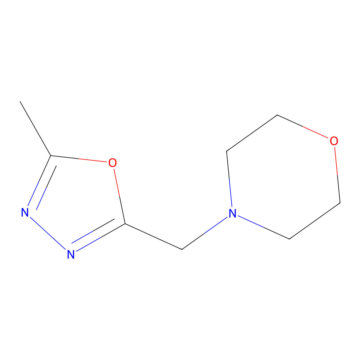 4-[(5-Methyl-1,3,4-oxadiazol-2-yl)methyl]morpholine molecular structure, CAS 1328477-75-3