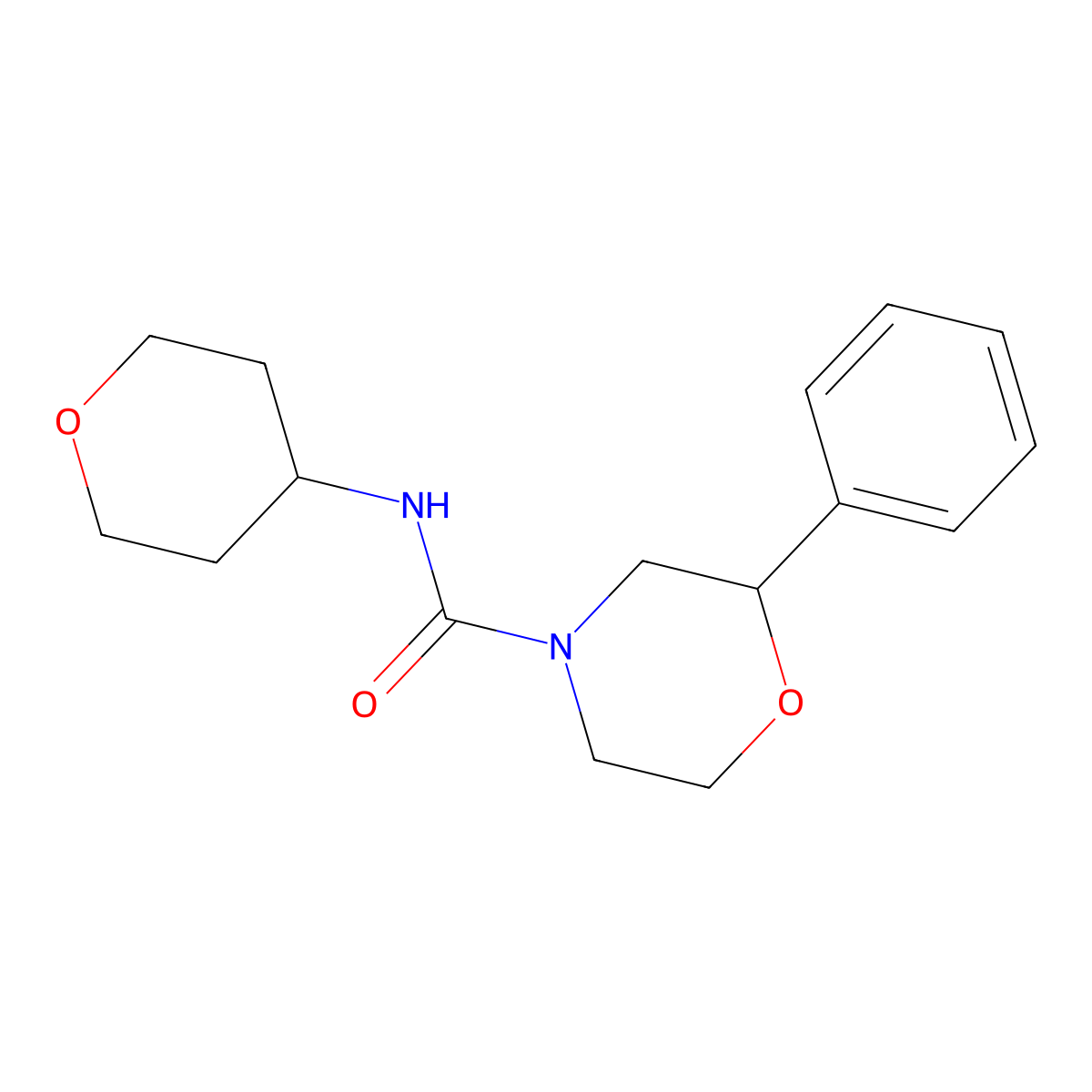2-phenyl-N-(tetrahydro-2H-pyran-4-yl)morpholine-4-carboxamide molecular structure, CAS 1328484-97-4