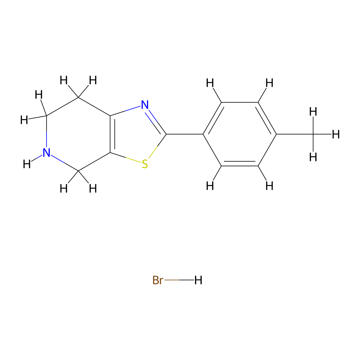 2-(p-Tolyl)-4,5,6,7-tetrahydrothiazolo[5,4-c]pyridine hydrobromide molecular structure, CAS 1328486-00-5
