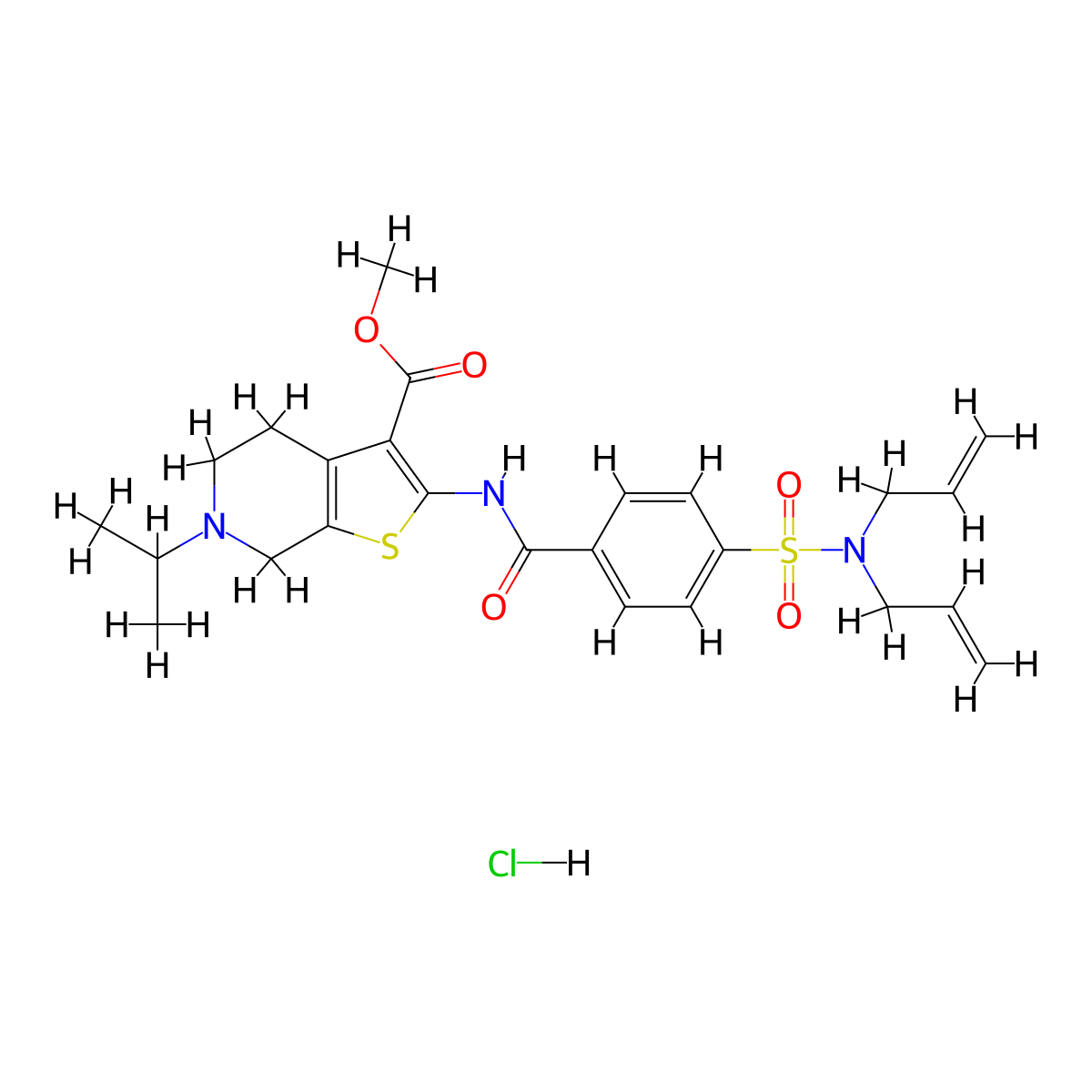 methyl 2-(4-(N,N-diallylsulfamoyl)benzamido)-6-isopropyl-4,5,6,7-tetrahydrothieno[2,3-c]pyridine-3-carboxylate hydrochloride molecular structure, CAS 1328576-93-7