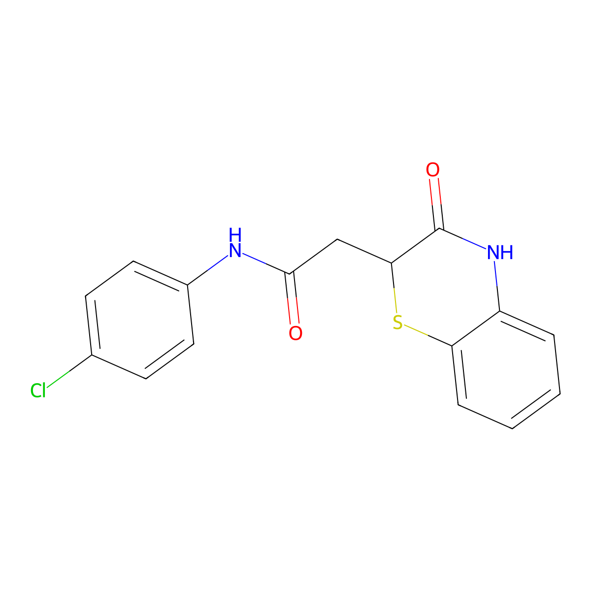 N-(4-Chlorophenyl)-2-(3-oxo-3,4-dihydro-2H-1,4-benzothiazin-2-yl)acetamide molecular structure, CAS 132858-26-5