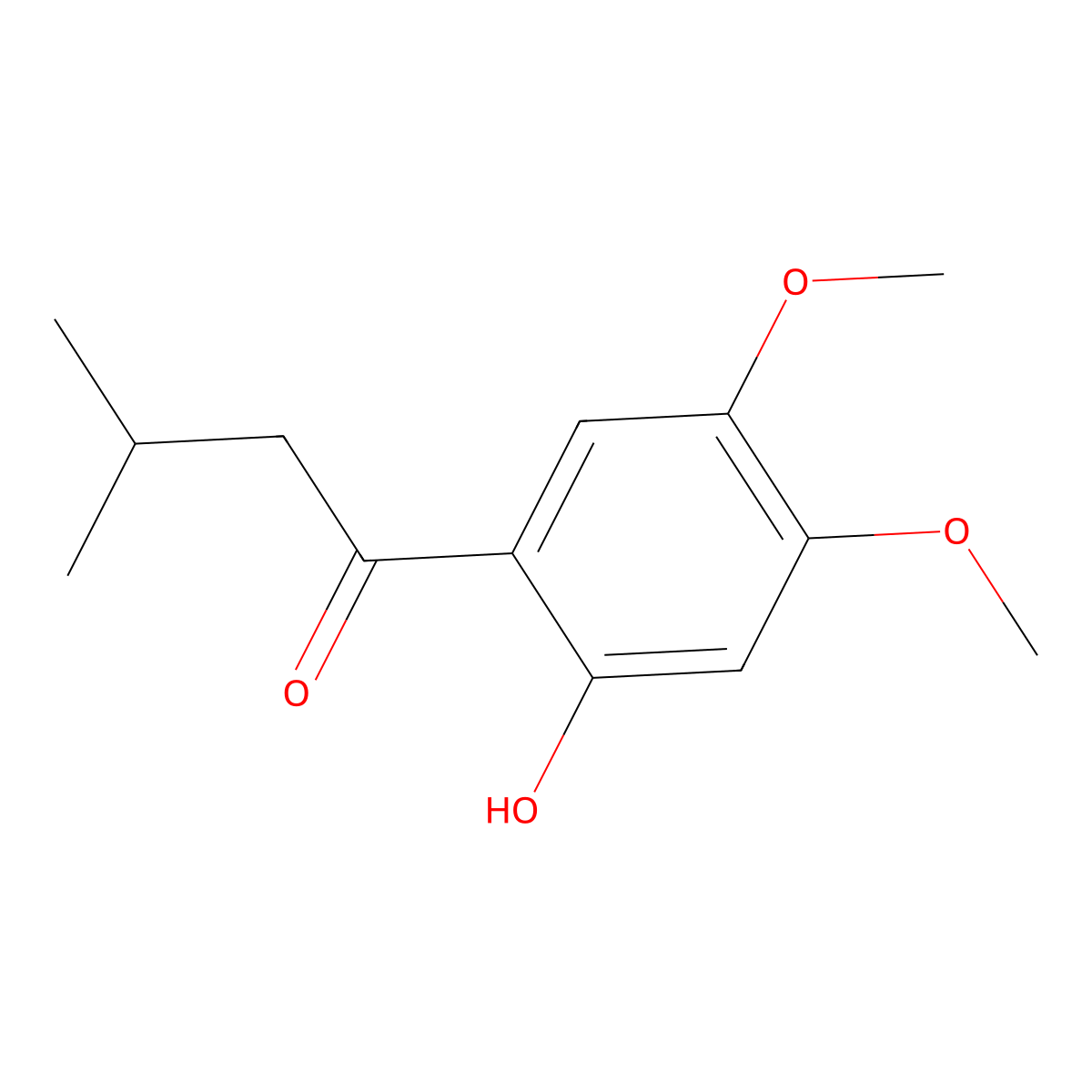 1-Butanone, 1-(2-hydroxy-4,5-dimethoxyphenyl)-3-methyl- molecular structure, CAS 132858-48-1
