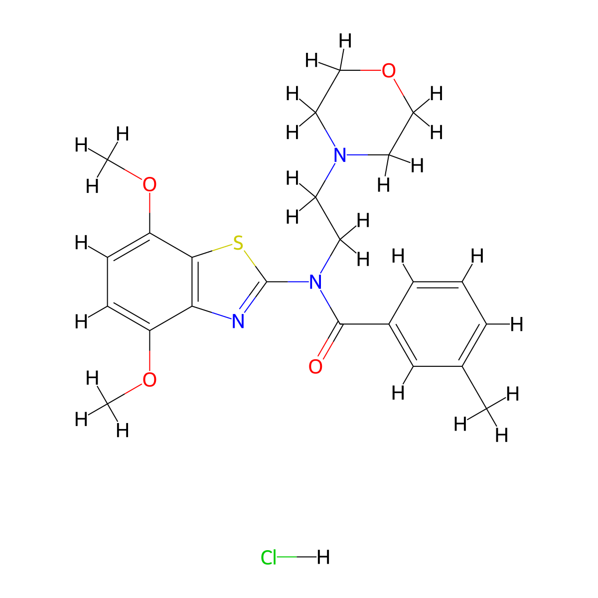 N-(4,7-dimethoxybenzo[d]thiazol-2-yl)-3-methyl-N-(2-morpholinoethyl)benzamide hydrochloride molecular structure, CAS 1328596-65-1