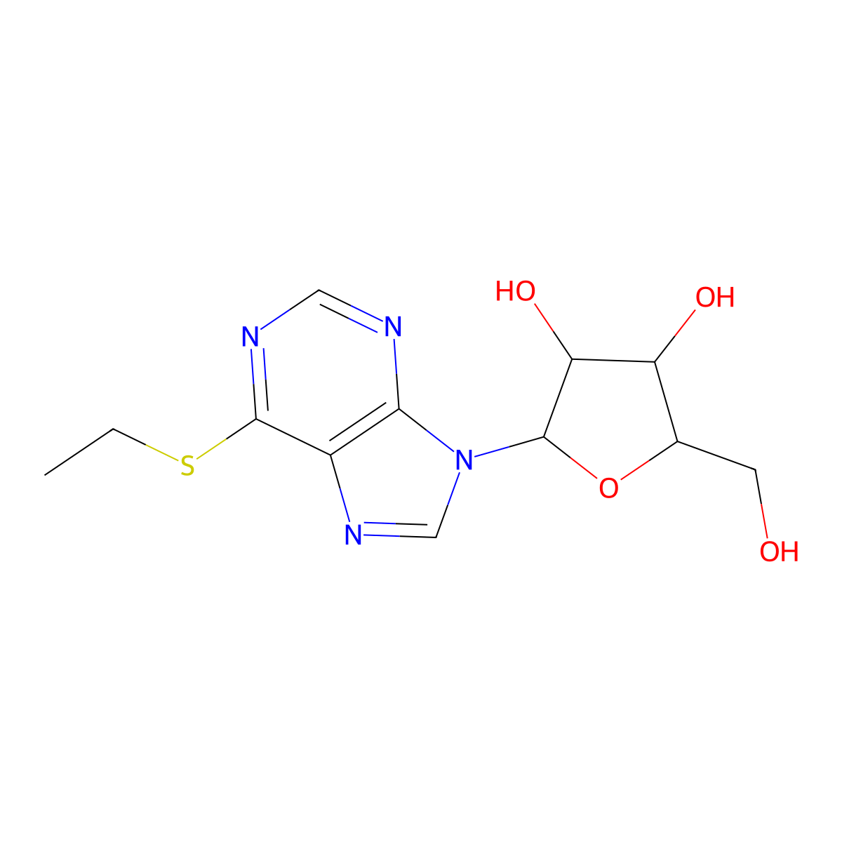 2-(6-Ethylsulfanylpurin-9-yl)-5-(hydroxymethyl)oxolane-3,4-diol molecular structure, CAS 13286-04-9