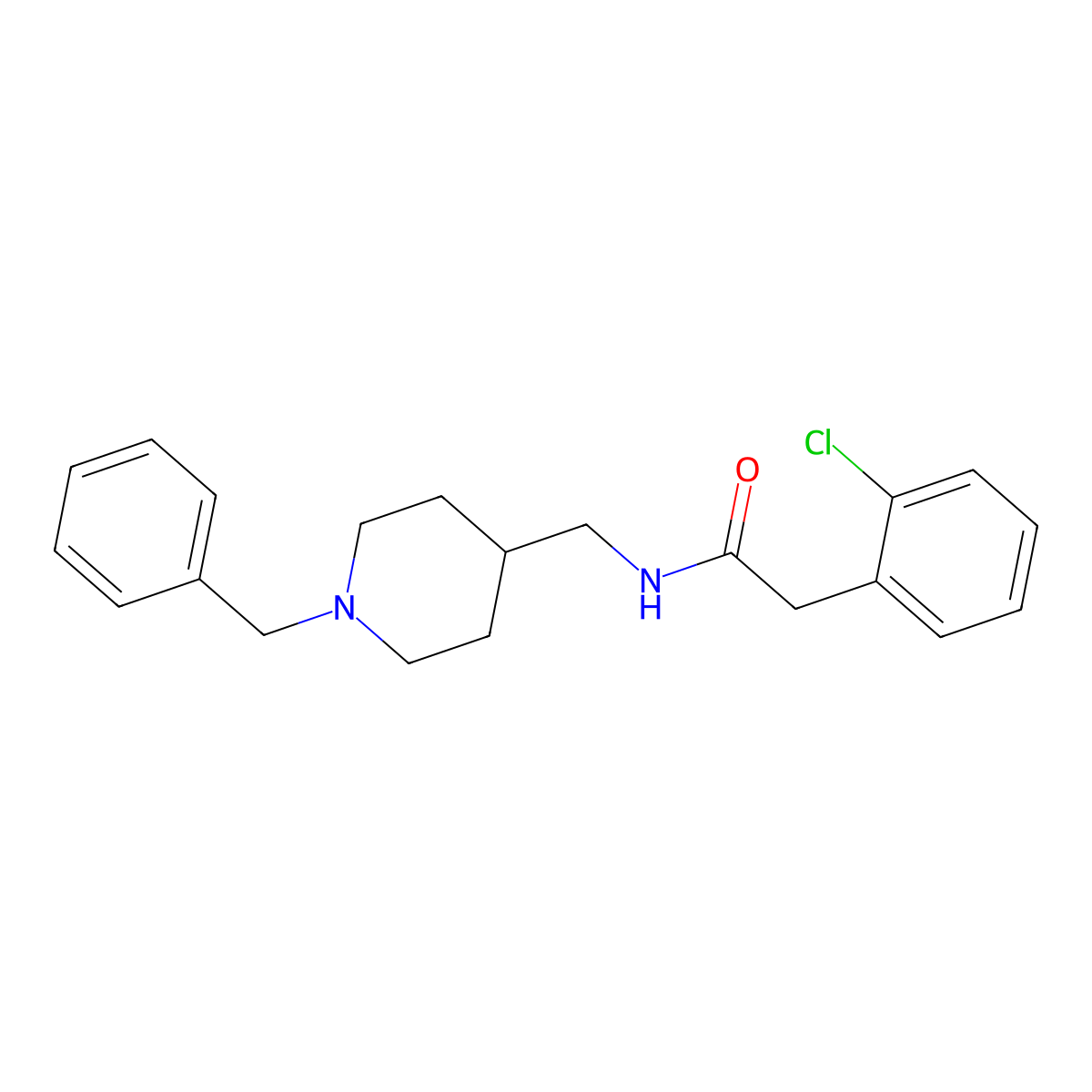 N-((1-benzylpiperidin-4-yl)methyl)-2-(2-chlorophenyl)acetamide molecular structure, CAS 132862-63-6