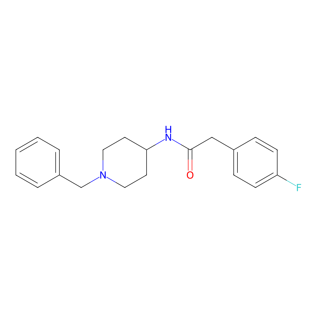 N-(1-benzylpiperidin-4-yl)-2-(4-fluorophenyl)acetamide molecular structure, CAS 132862-67-0